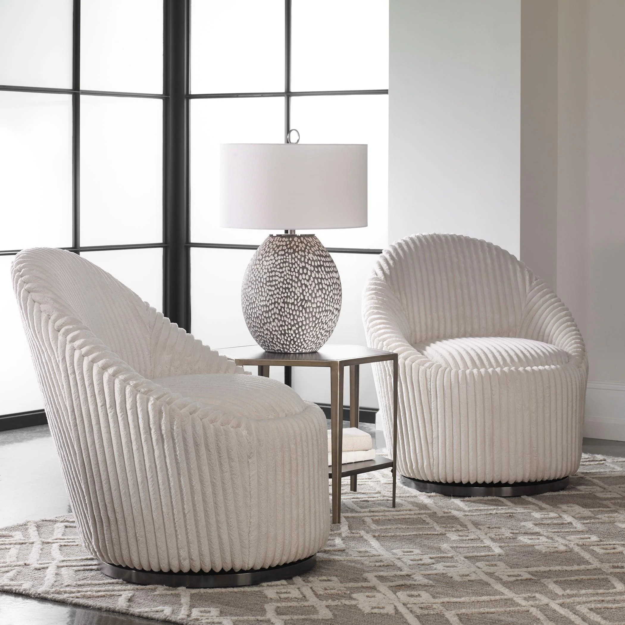 Crue White Swivel Chair - Frankwebs