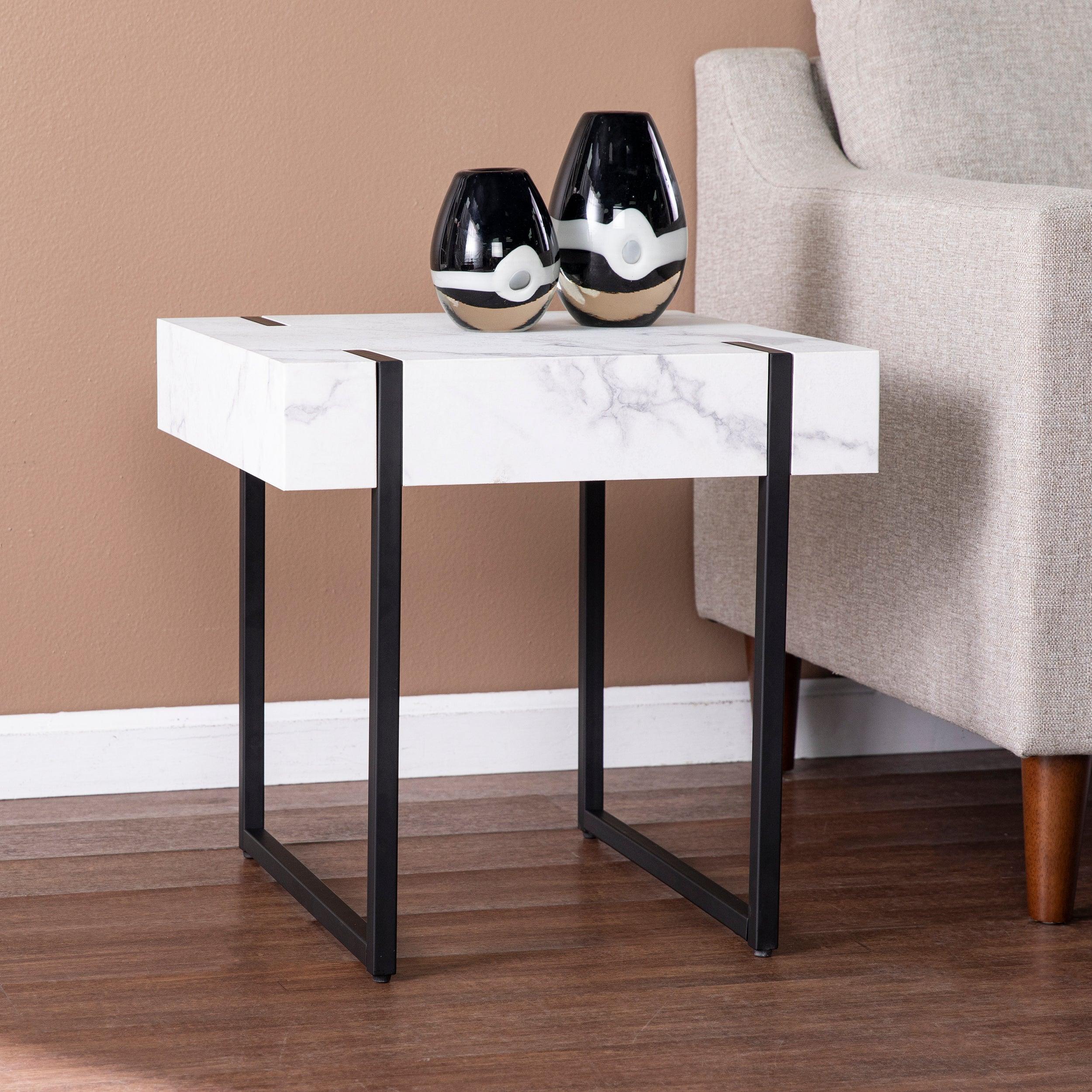 Rangley Modern Faux Marble End Table - Frankwebs