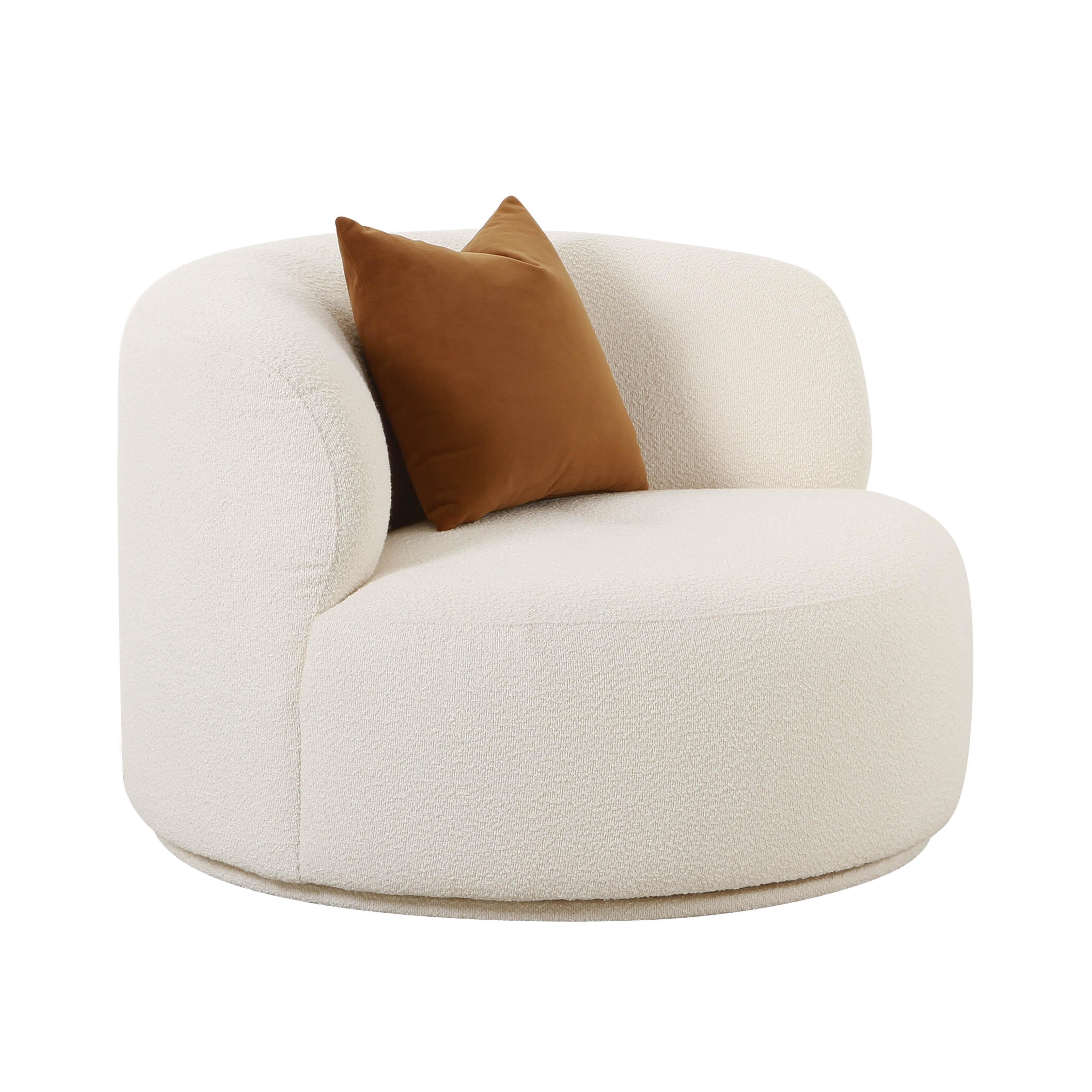 Fickle Cream Boucle Swivel Chair - Frankwebs