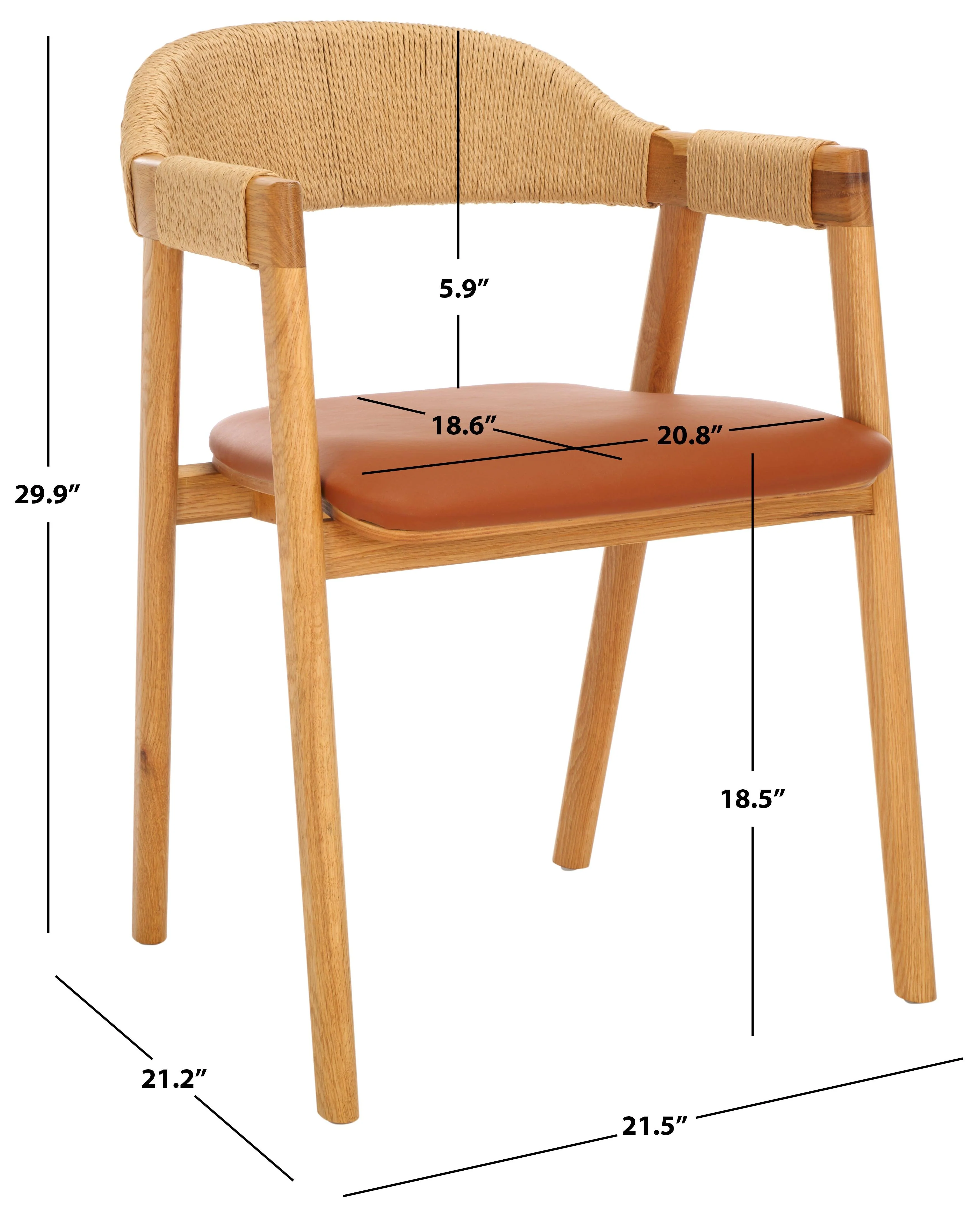 EAMON LEATHER AND CANE DINING CHAIR - Frankwebs