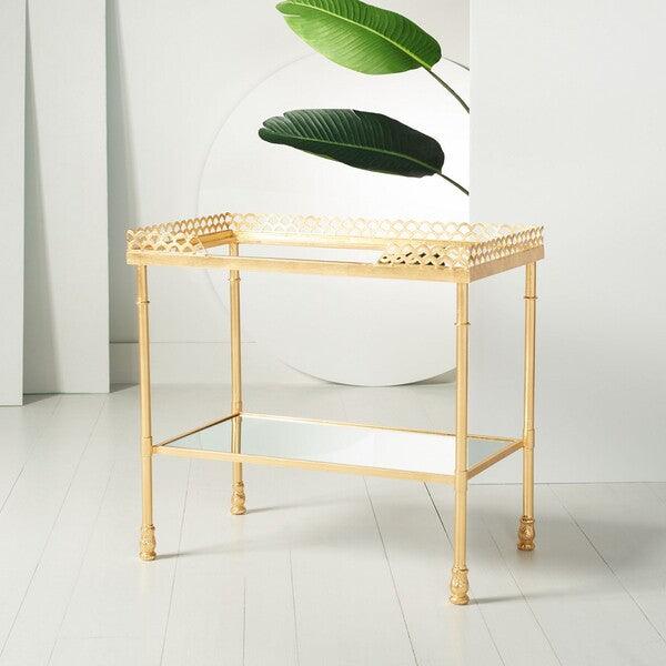 ERYN 2 SHELF GOLD LEAF ACCENT TABLE - Frankwebs
