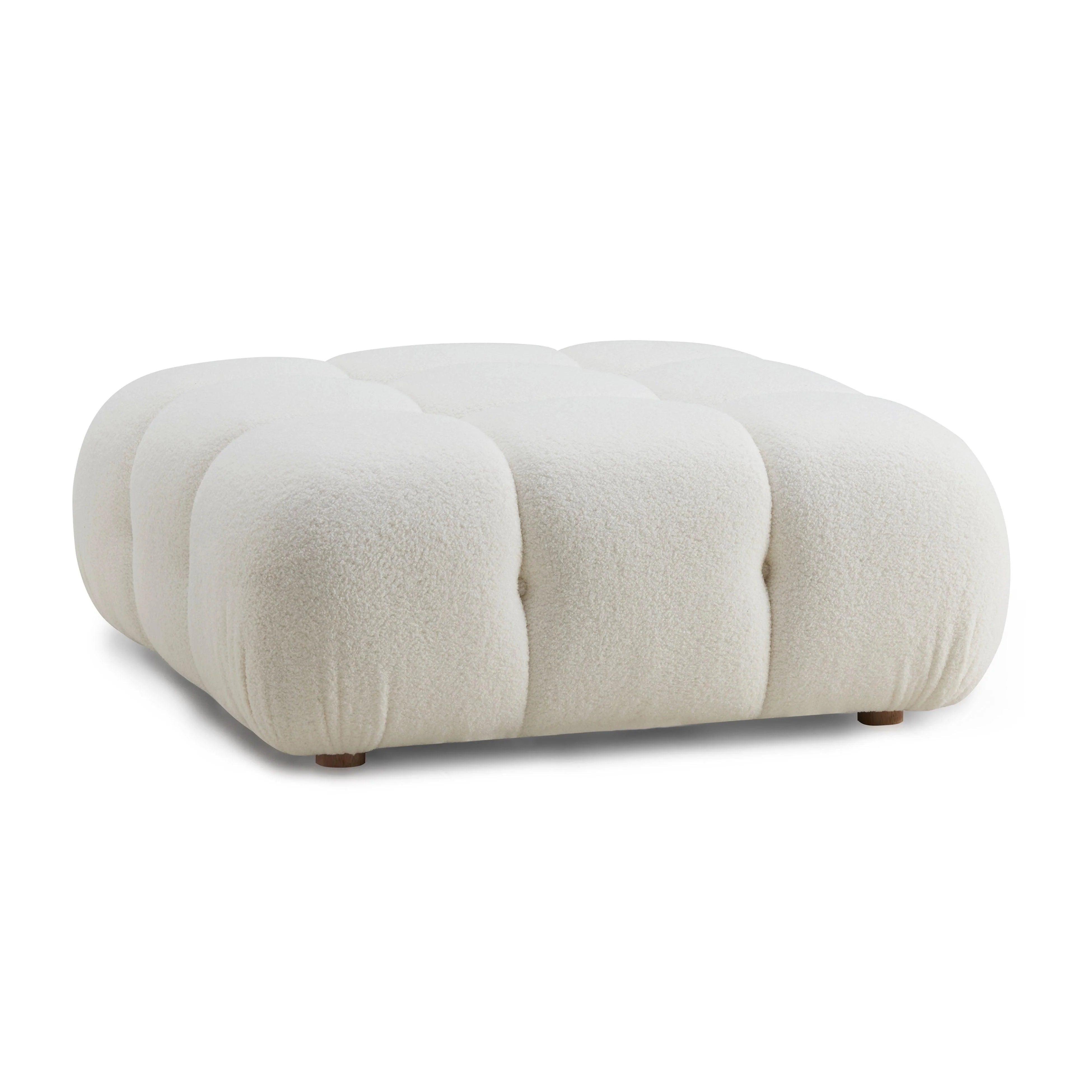 Calliope Cream Vegan Shearling Modular Ottoman - Frankwebs