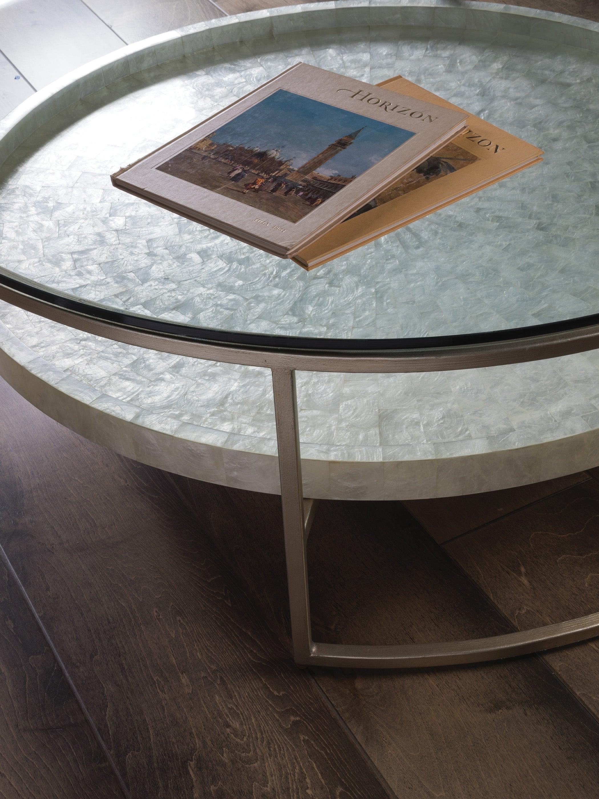 Signature Designs Cumulus Capiz Large Round Cocktail Table - Frankwebs