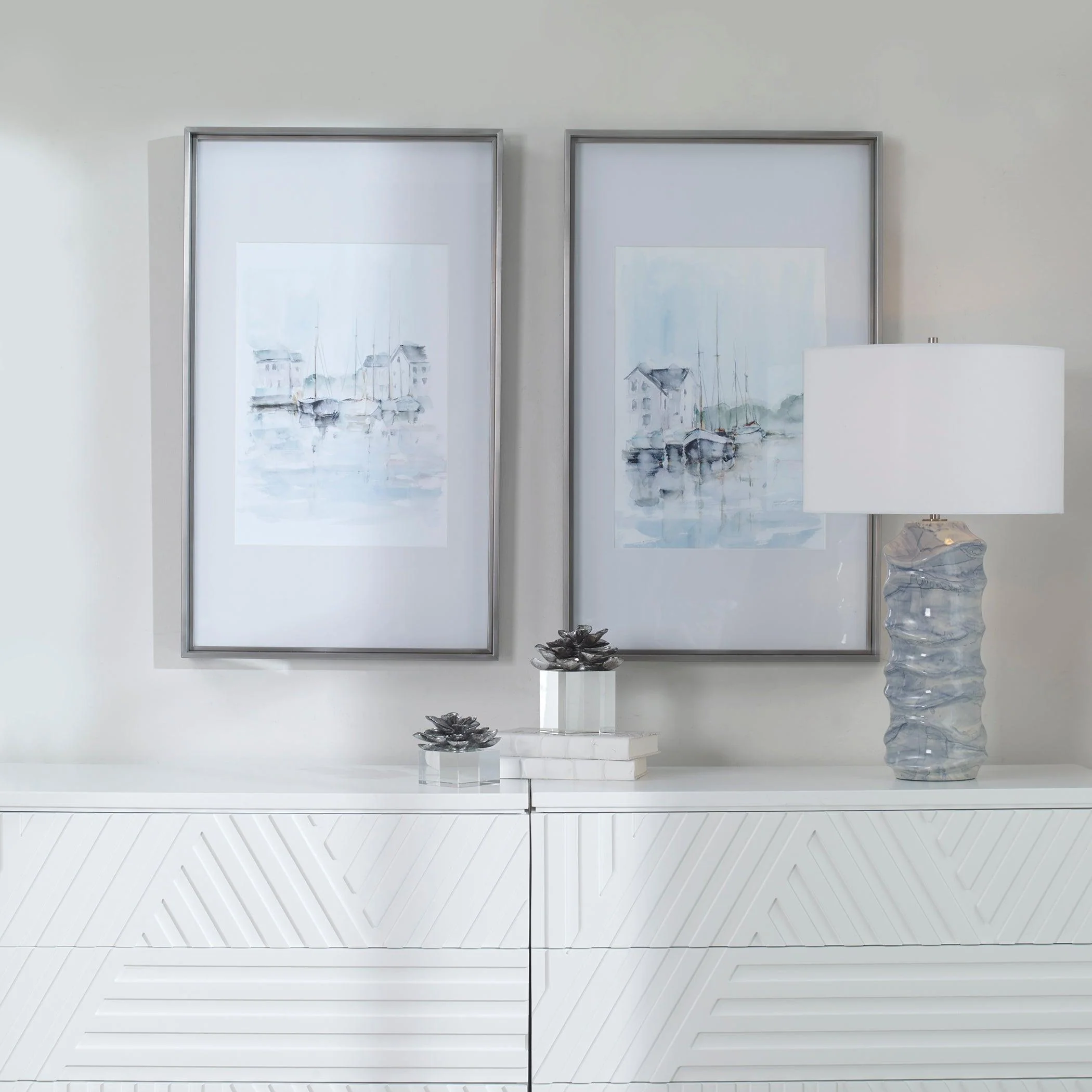 NEW ENGLAND PORT FRAMED PRINTS, SET OF 2 - Frankwebs