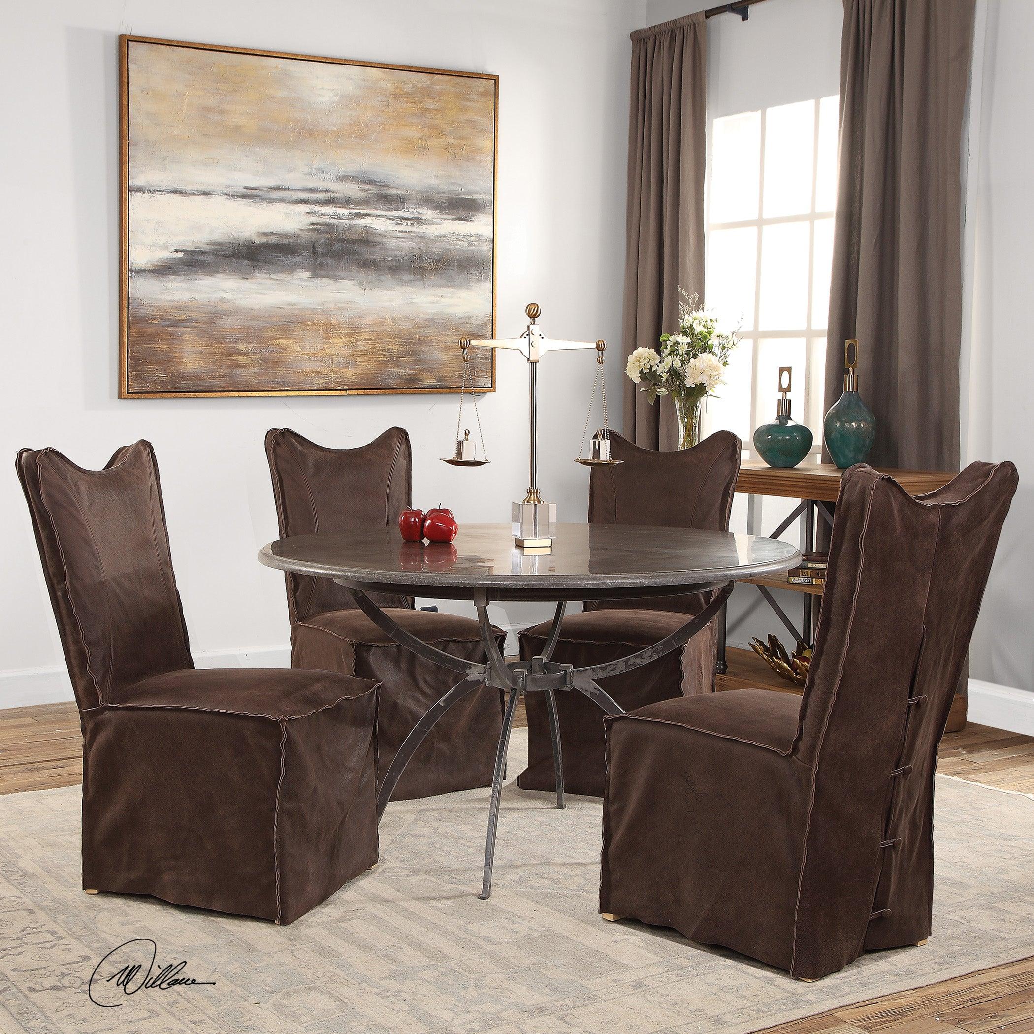 Delroy Armless Chairs, Chocolate, Set Of 2 - Frankwebs