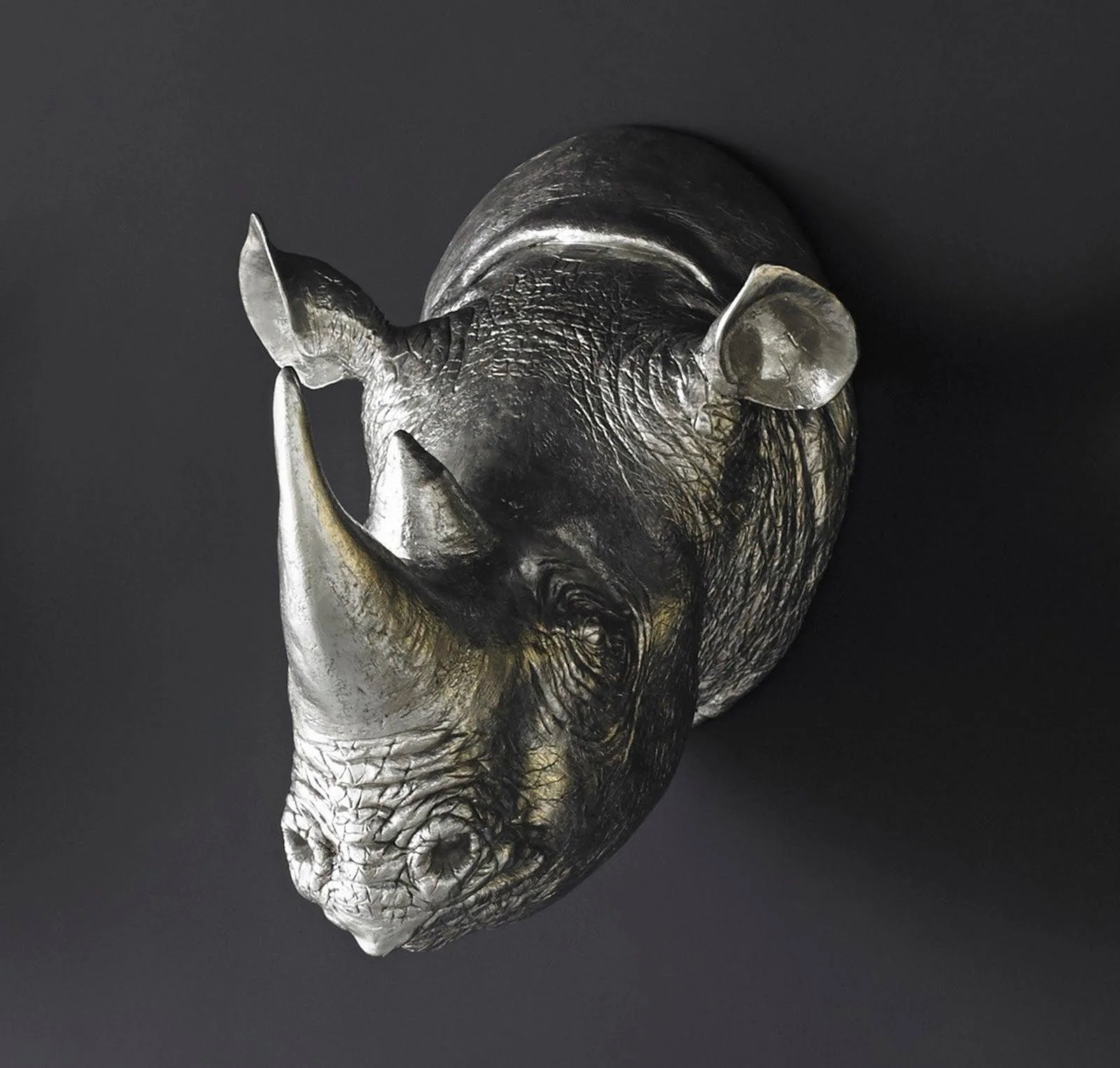 Rhino Wall Art, Resin, Silver Leaf - Frankwebs
