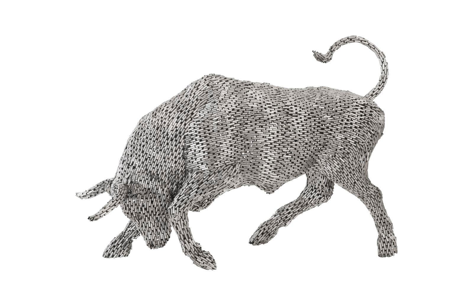 Bull Pipe Sculpture, Stainless Steel - Frankwebs