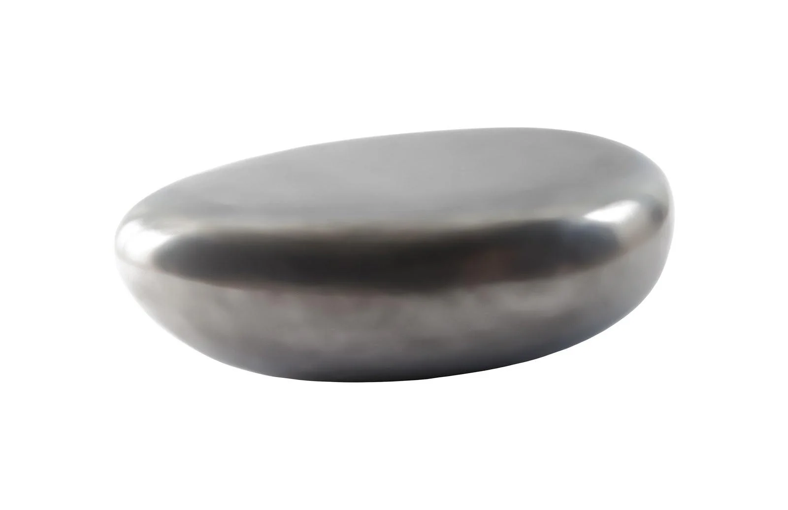 River Stone Coffee Table, Small, Resin, Polished Aluminum Finish - Frankwebs