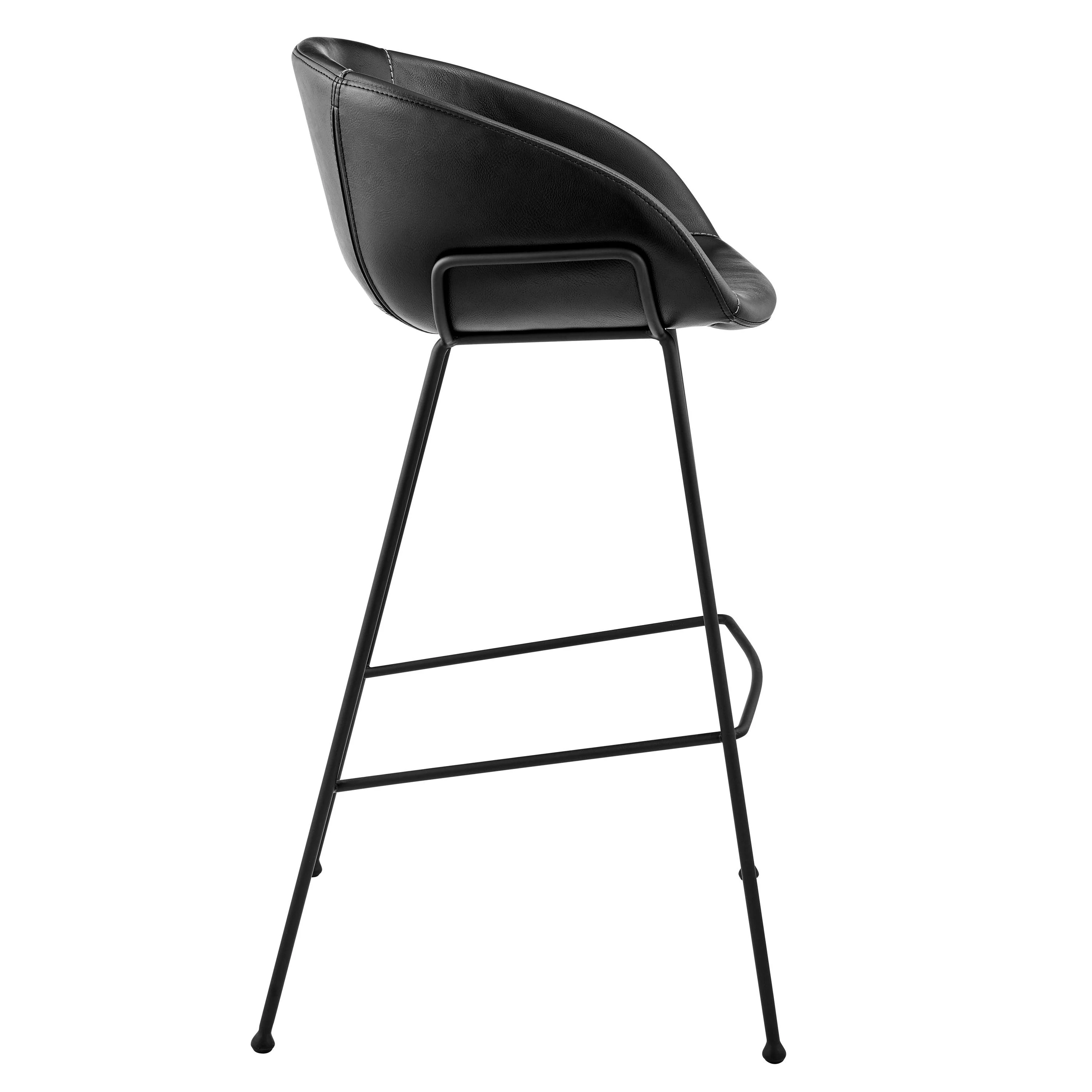 Zach-B Bar Stool with Leatherette and Matte Powder Coated Steel Frame and Legs - Set of 2 - Frankwebs