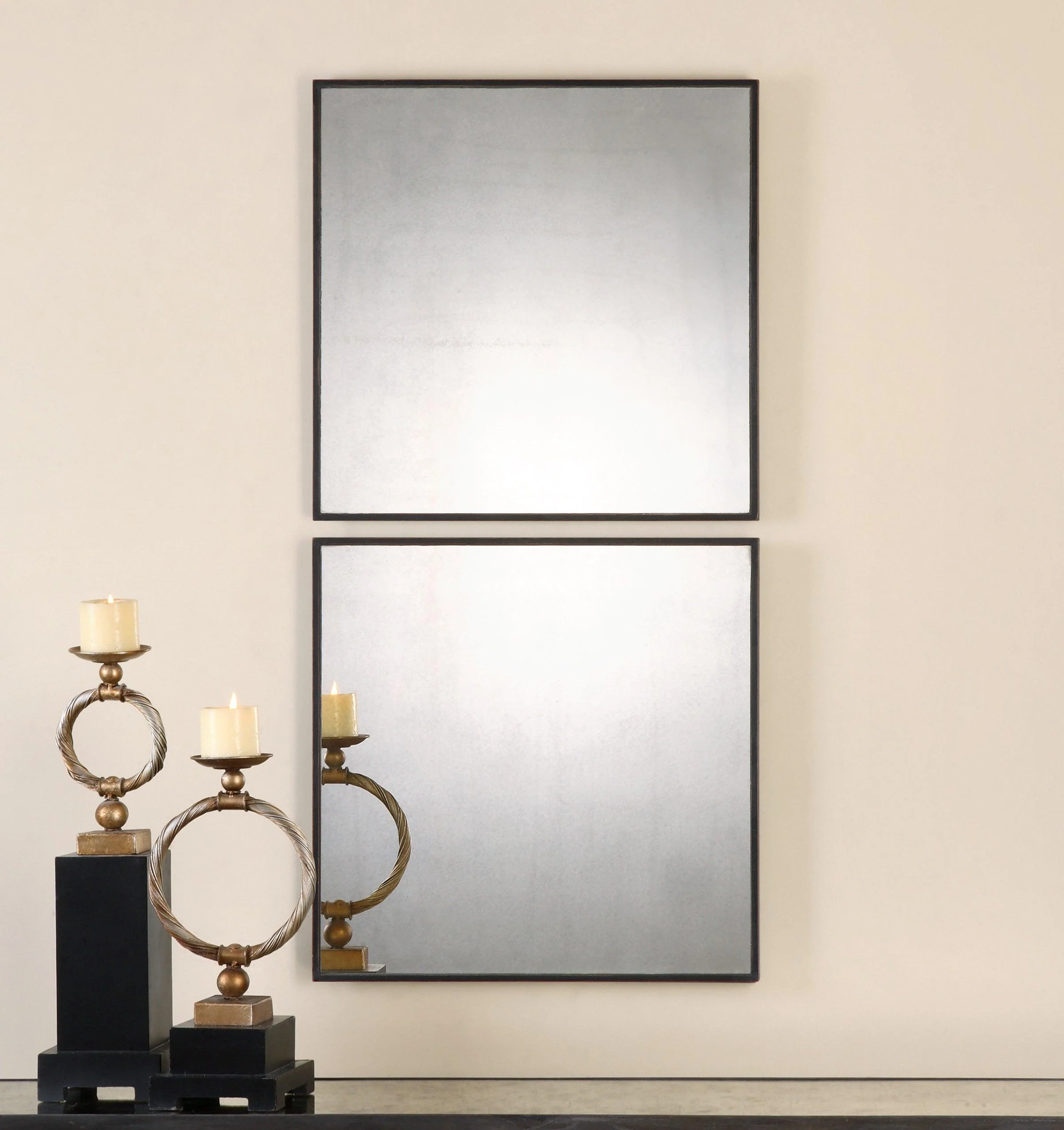 MATTY ANTIQUED SQUARE MIRRORS, SET OF 2 - Frankwebs