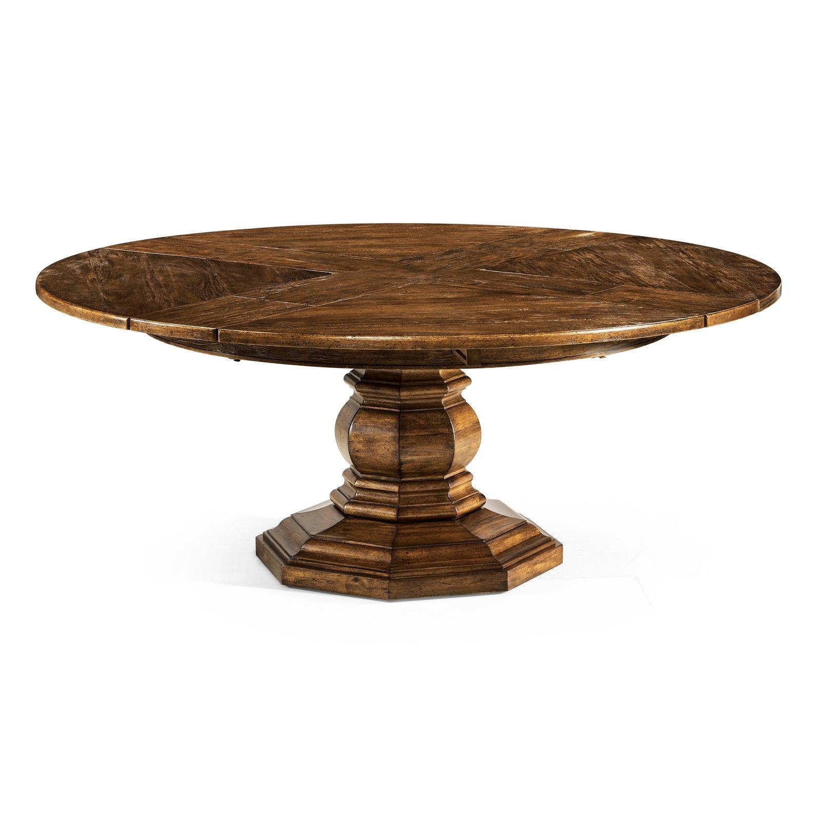 Casual Accents Country Walnut Round Extendable Dining Table 59
