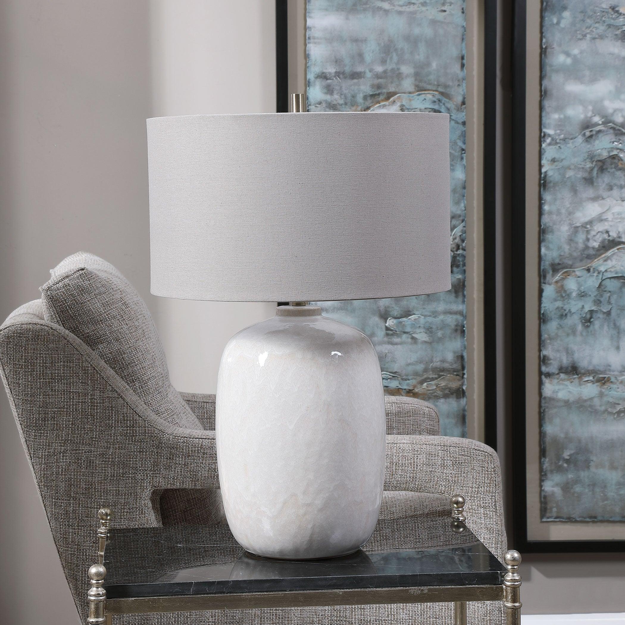 WINTERSCAPE WHITE GLAZE TABLE LAMP - Frankwebs