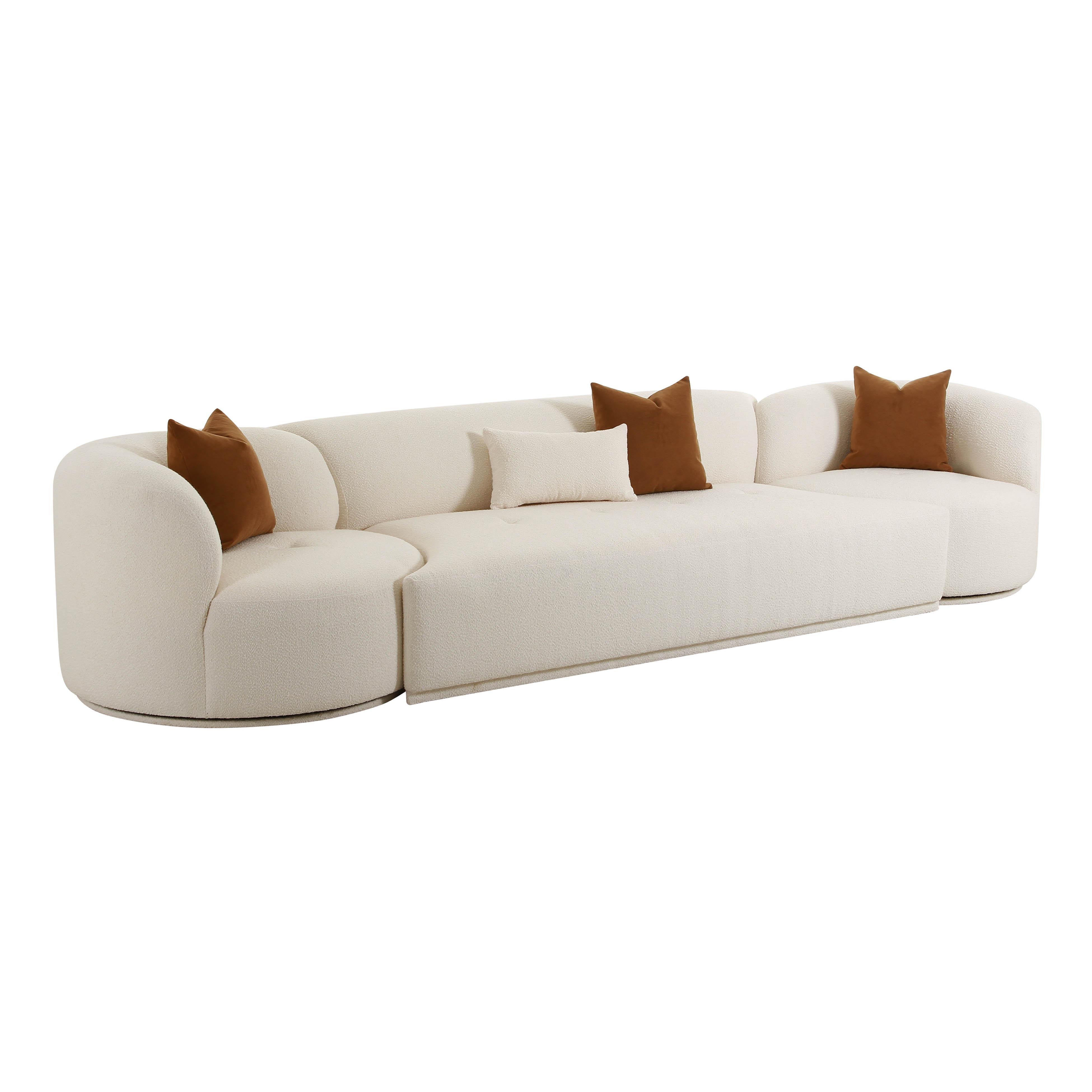 Fickle Cream Boucle 3-Piece Modular Sofa - Frankwebs