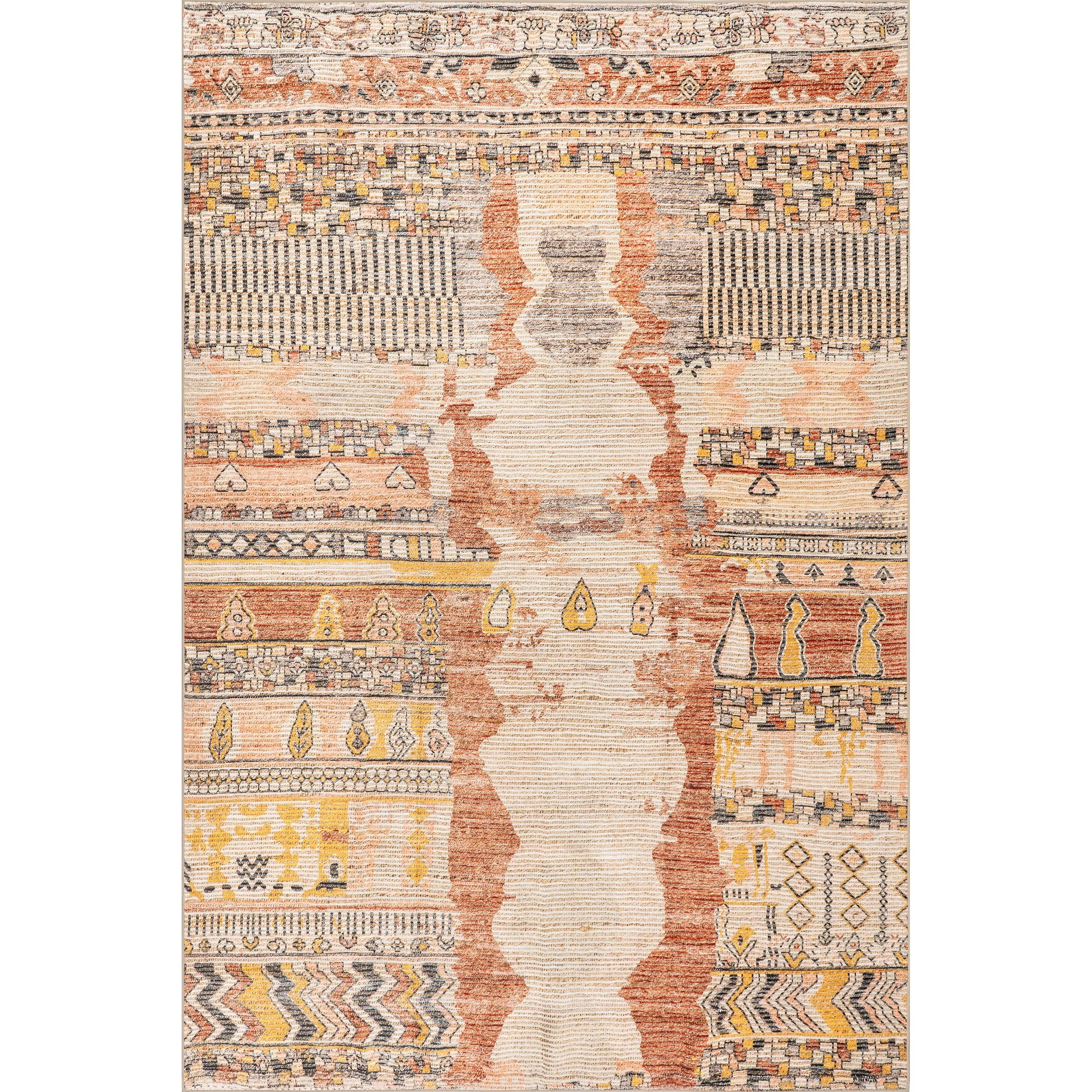 Kallie Abstract Spill Proof Machine Washable Area Rug - Frankwebs