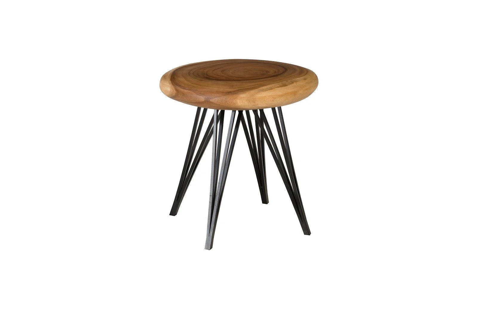 String Stool on Black Metal Legs, Chamcha Wood, Natural - Frankwebs