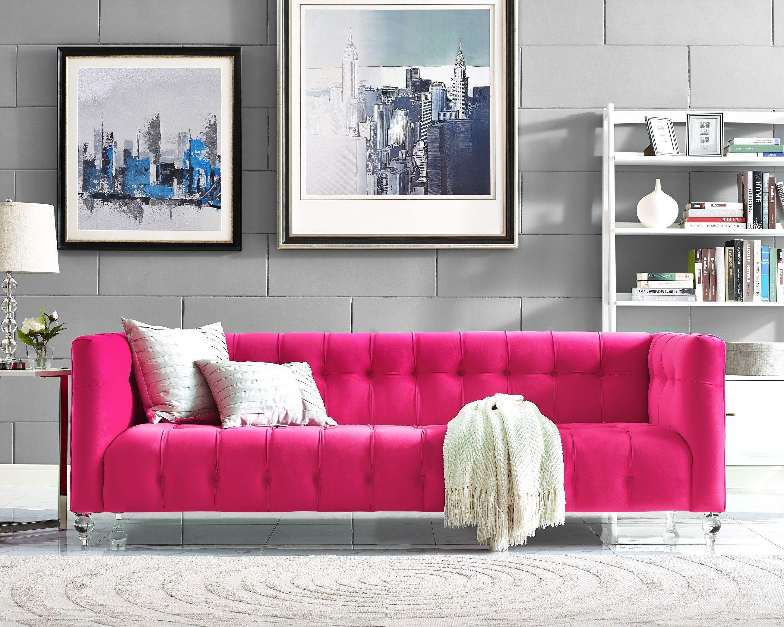 Bea Hot Pink Velvet Sofa - Frankwebs