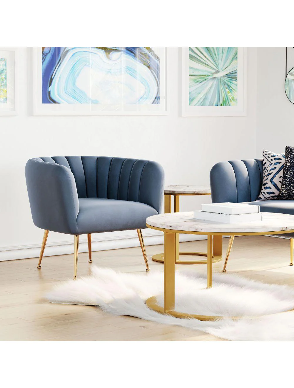 Deco Accent Chair Gray & Gold - Frankwebs