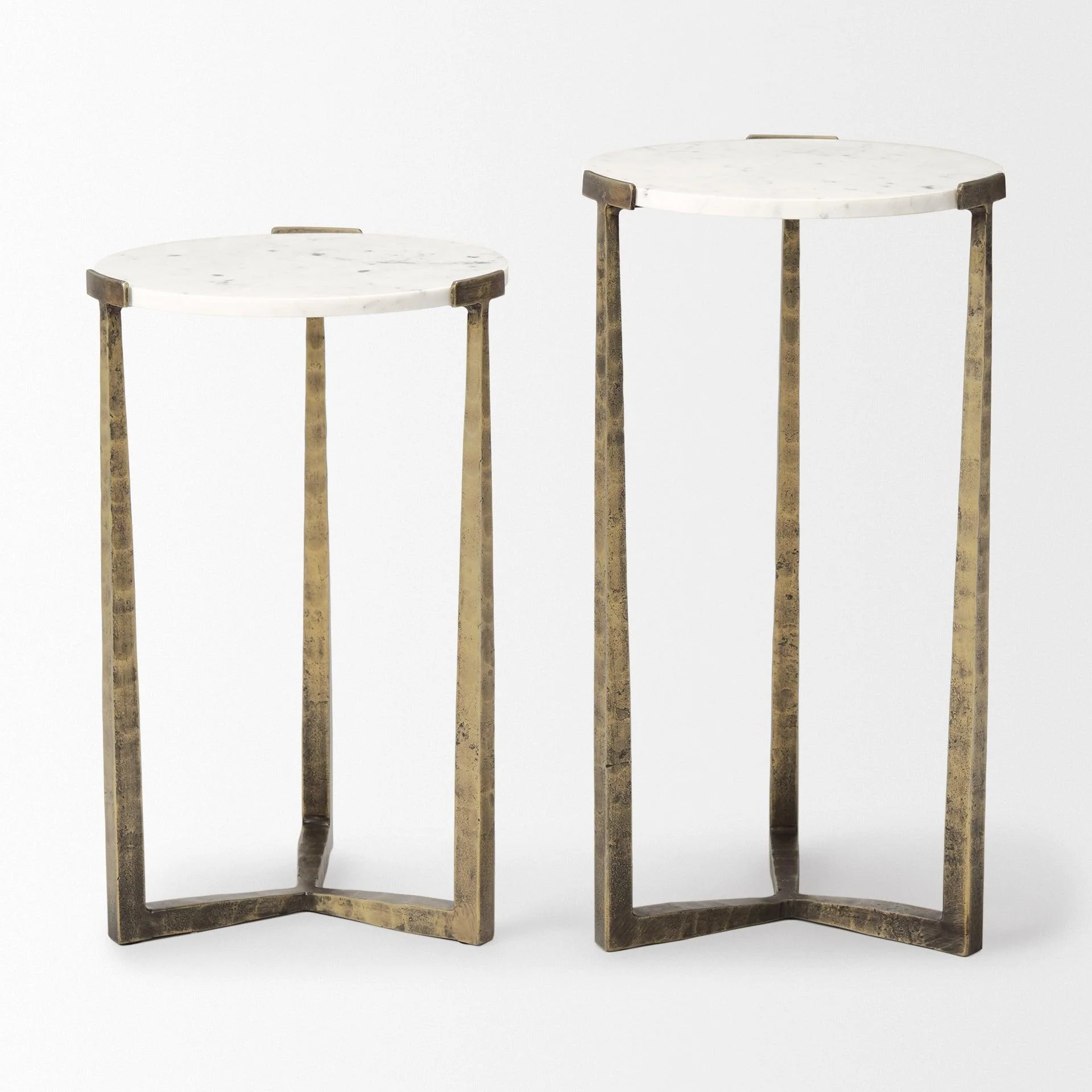 Atticus Marble and Antiqued Gold Metal Nesting Accent Tables (Set of 2) - Frankwebs