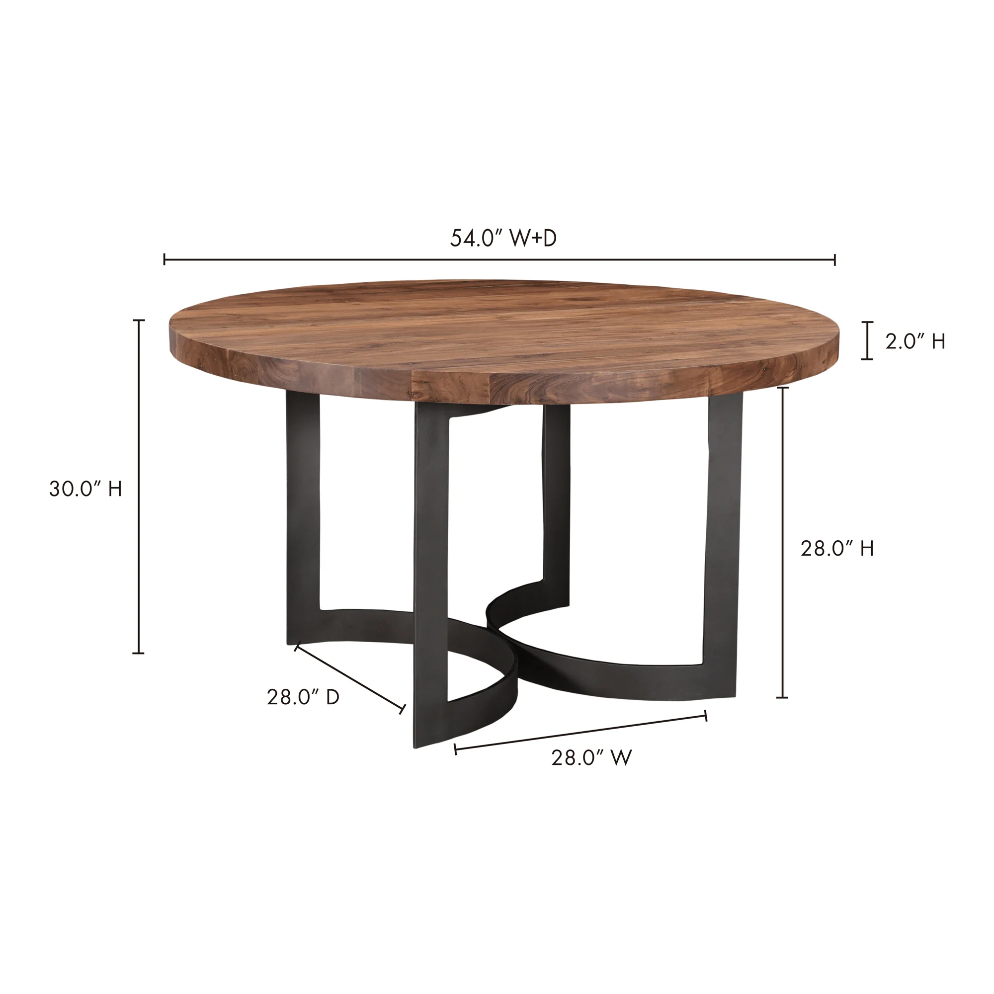 Bent Round Dining Table 54In Smoked - Frankwebs