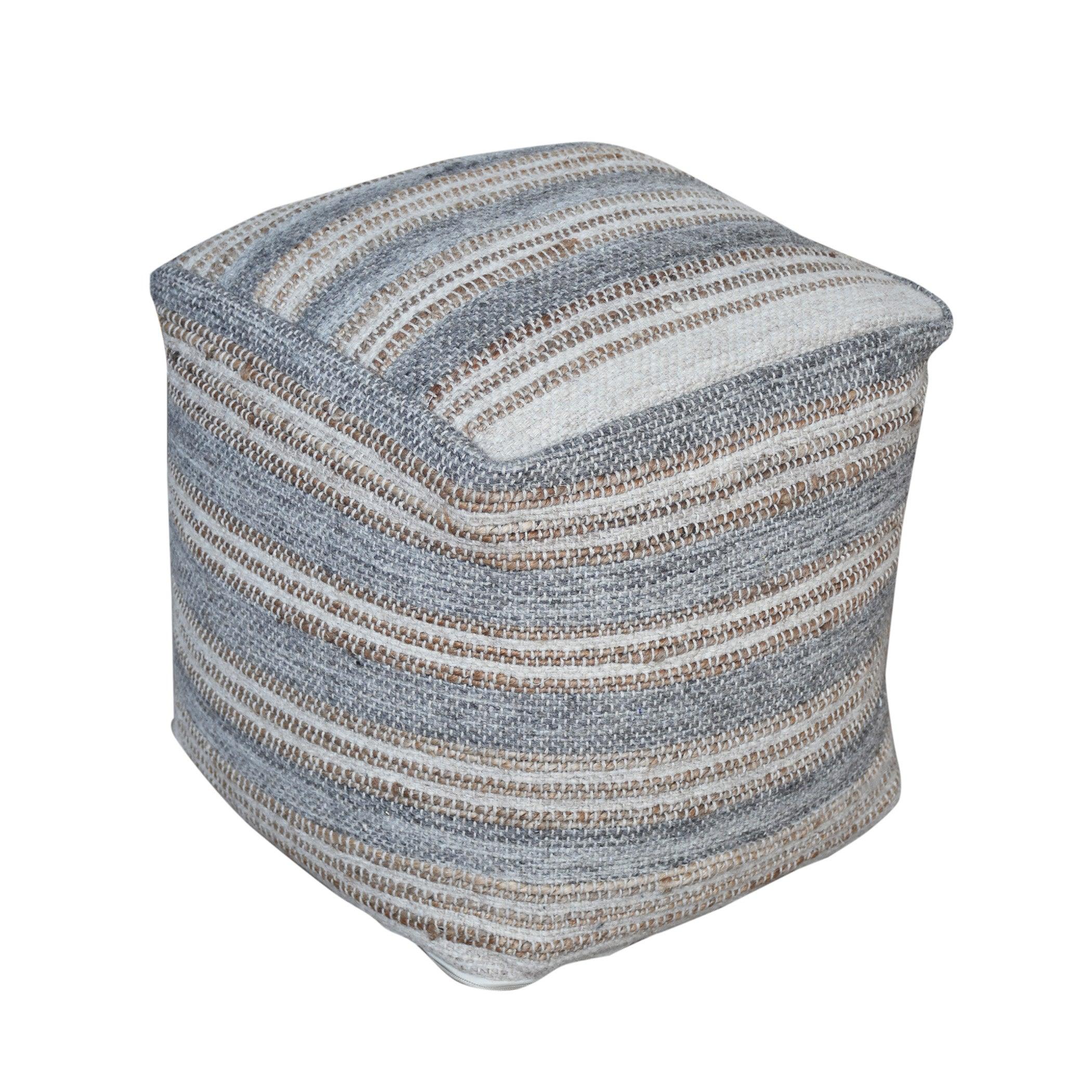 Mesick Handwoven Gray Pouf - Frankwebs