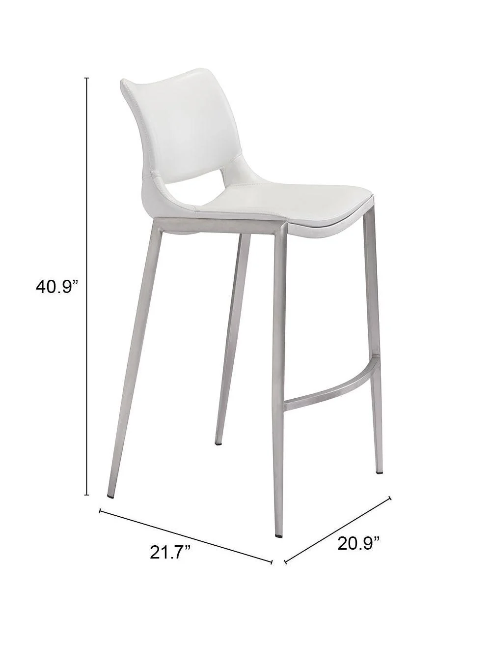 Ace Bar Chair (Set of 2) White & Silver - Frankwebs