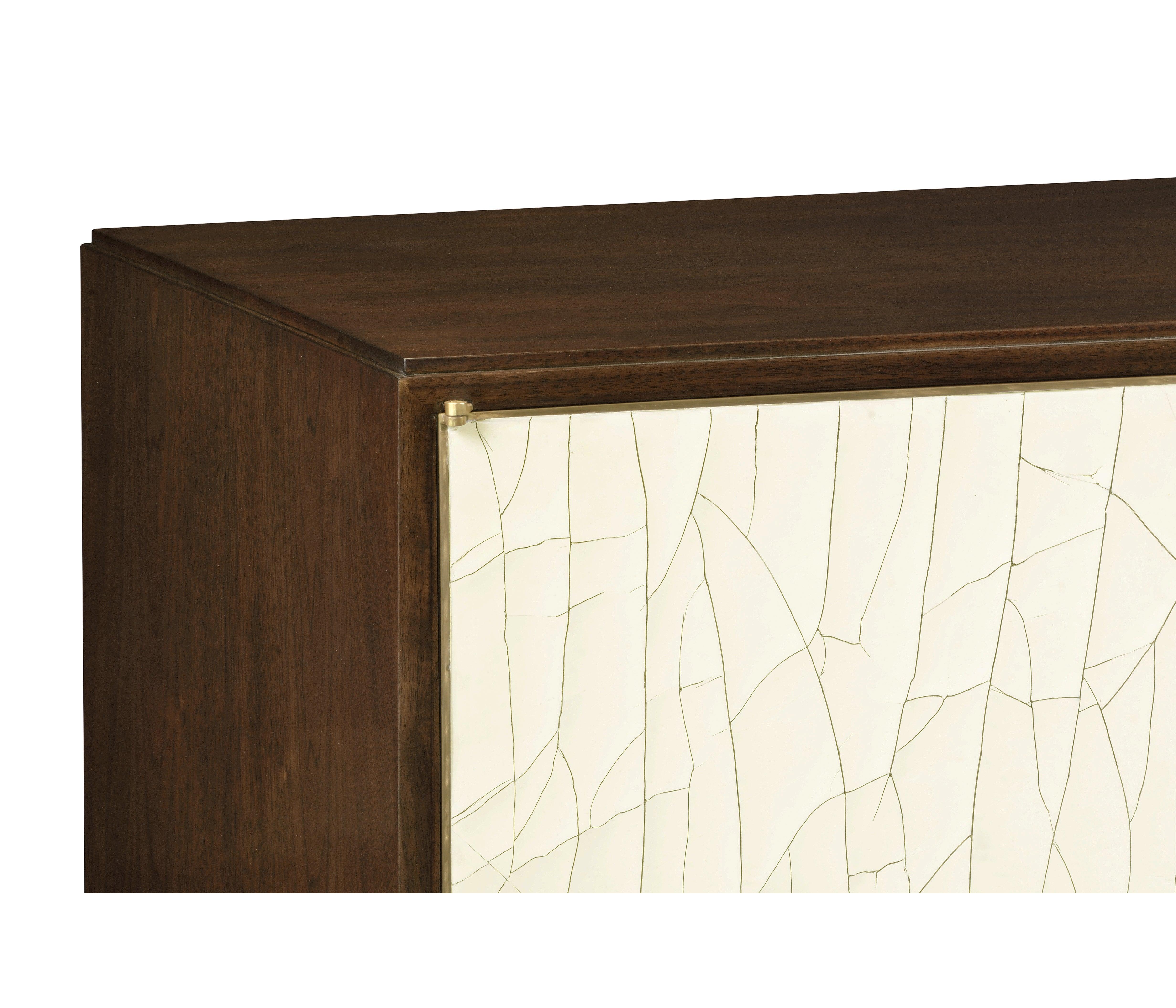 Eclectic Walnut and Crackle Lacquered Accent Cabinet - Frankwebs