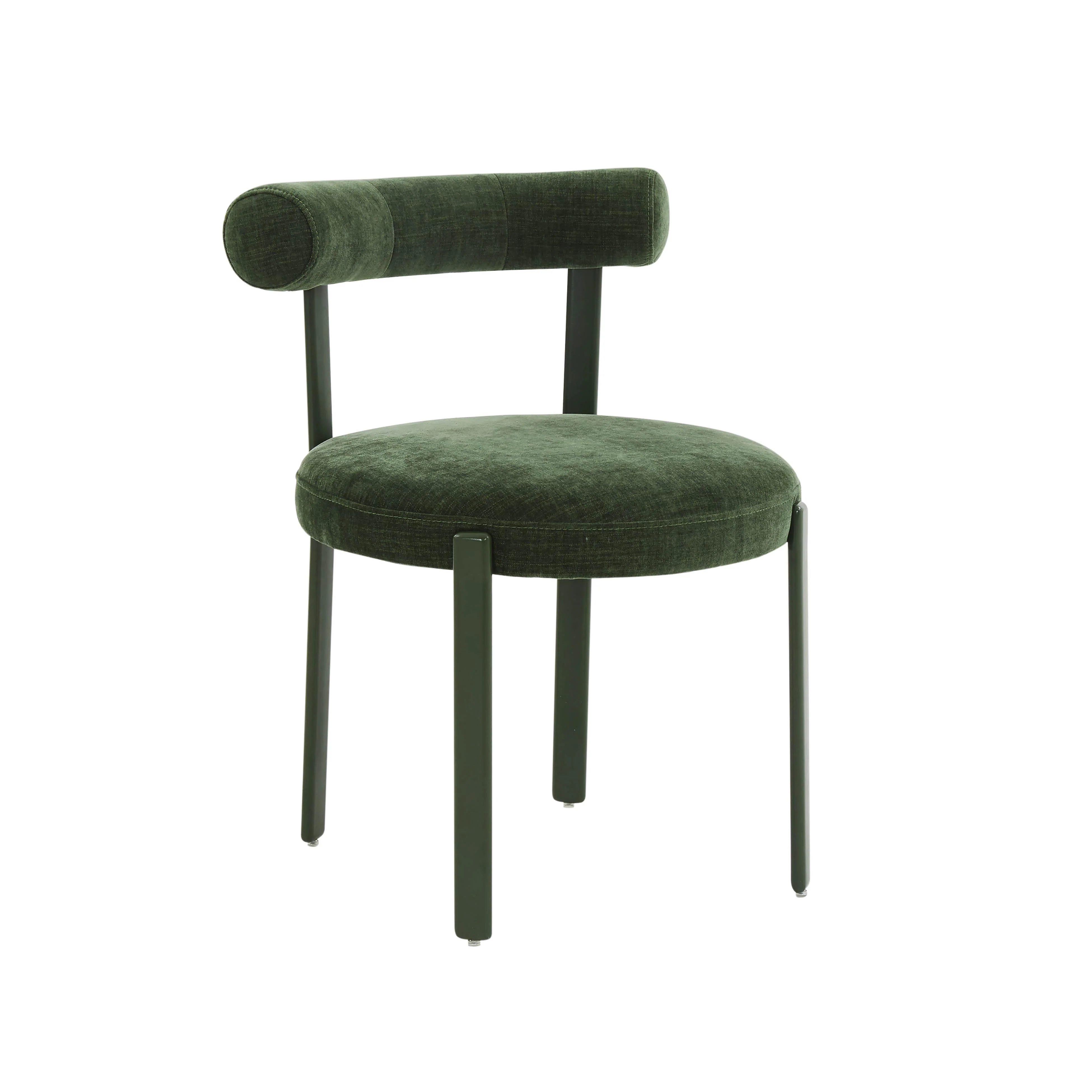 Margaret Forest Green Chenille Bolster Back Dining Chair - Frankwebs