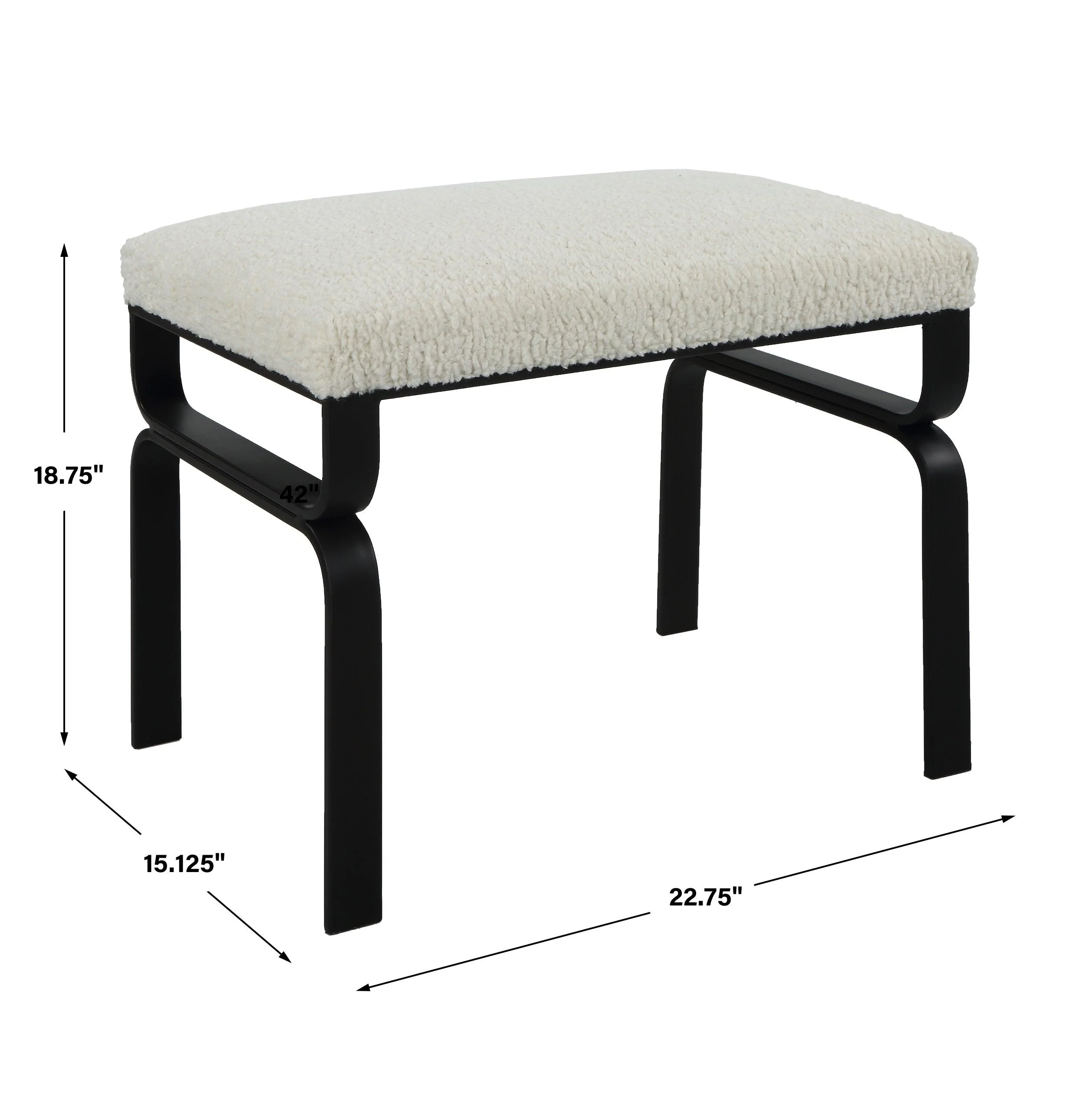 Diverge White Shearling Small Bench - Frankwebs
