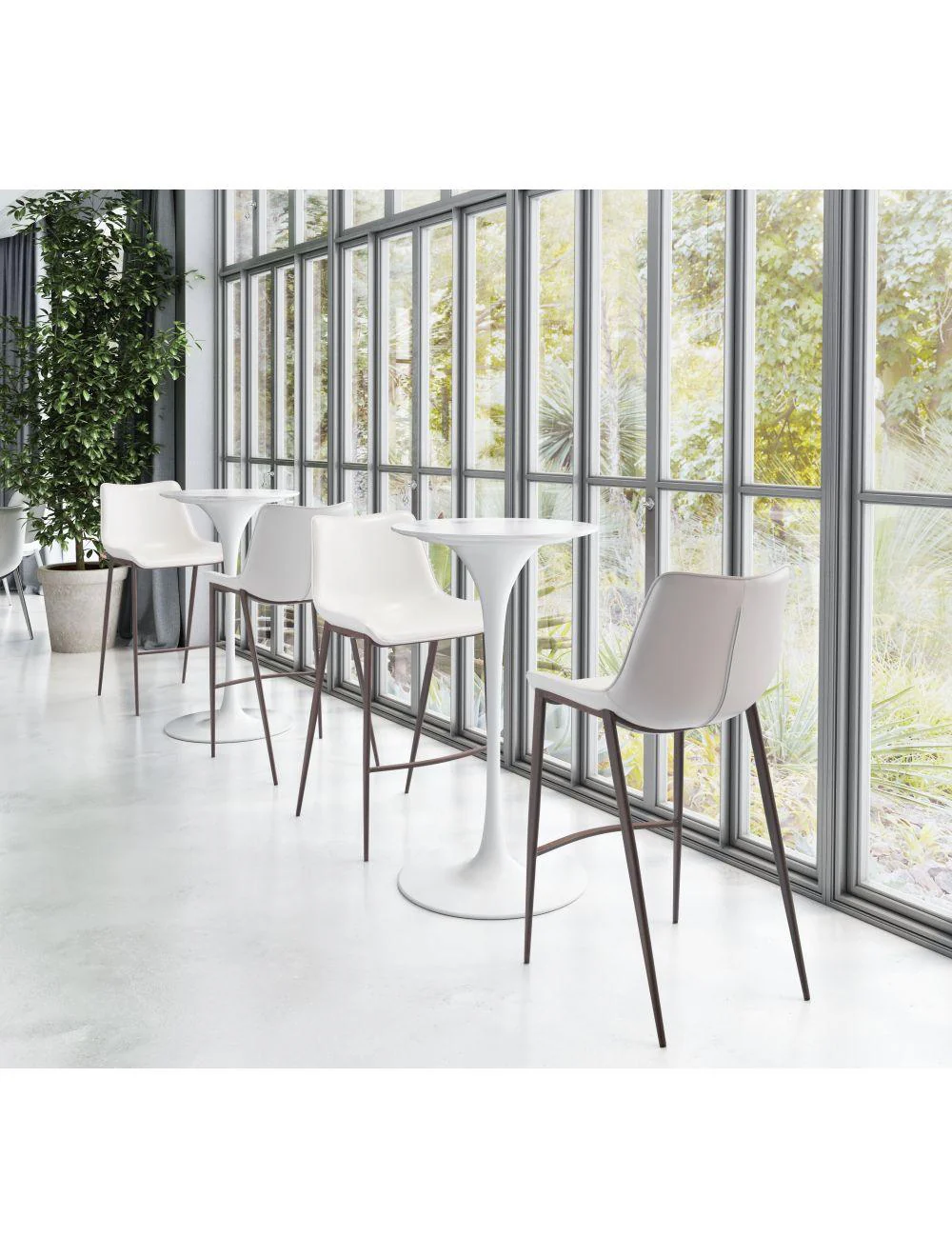 Magnus Bar Chair (Set of 2) White & Walnut - Frankwebs