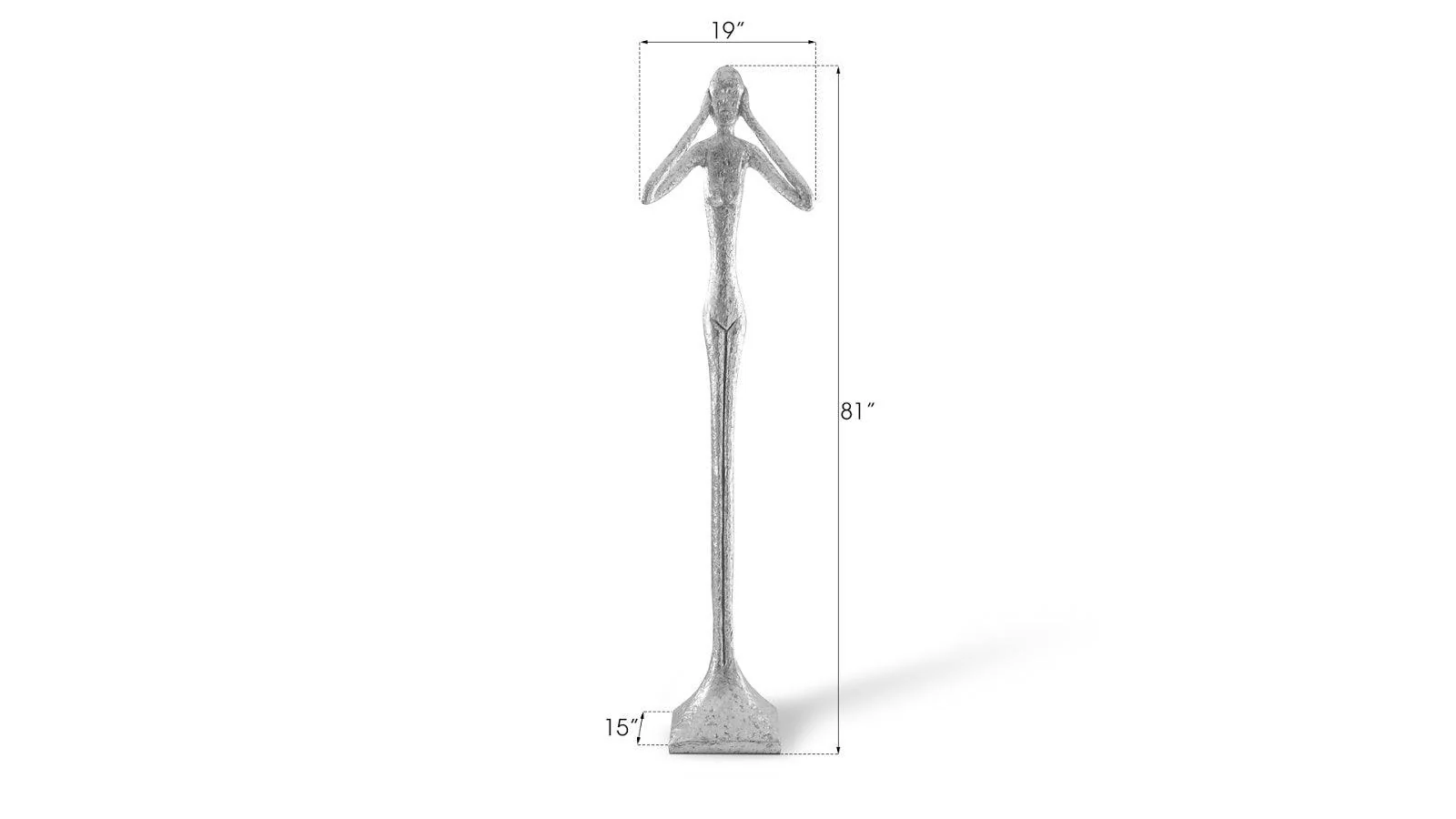 Hear No Evil Skinny Sculpture, Silver Leaf, LG - Frankwebs