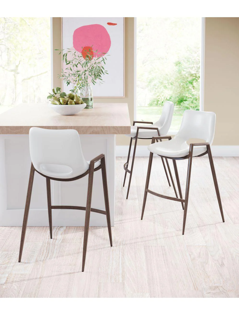 Desi Counter Chair (Set of 2) White & Walnut - Frankwebs