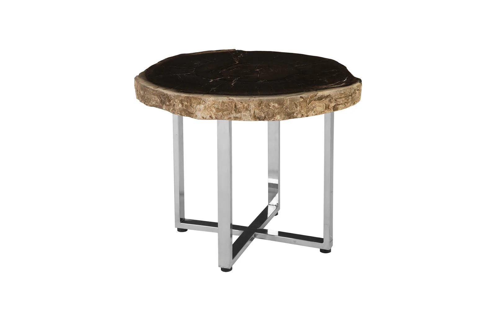 Petrified Wood Coffee Table, SS Legs, Assorted - Frankwebs