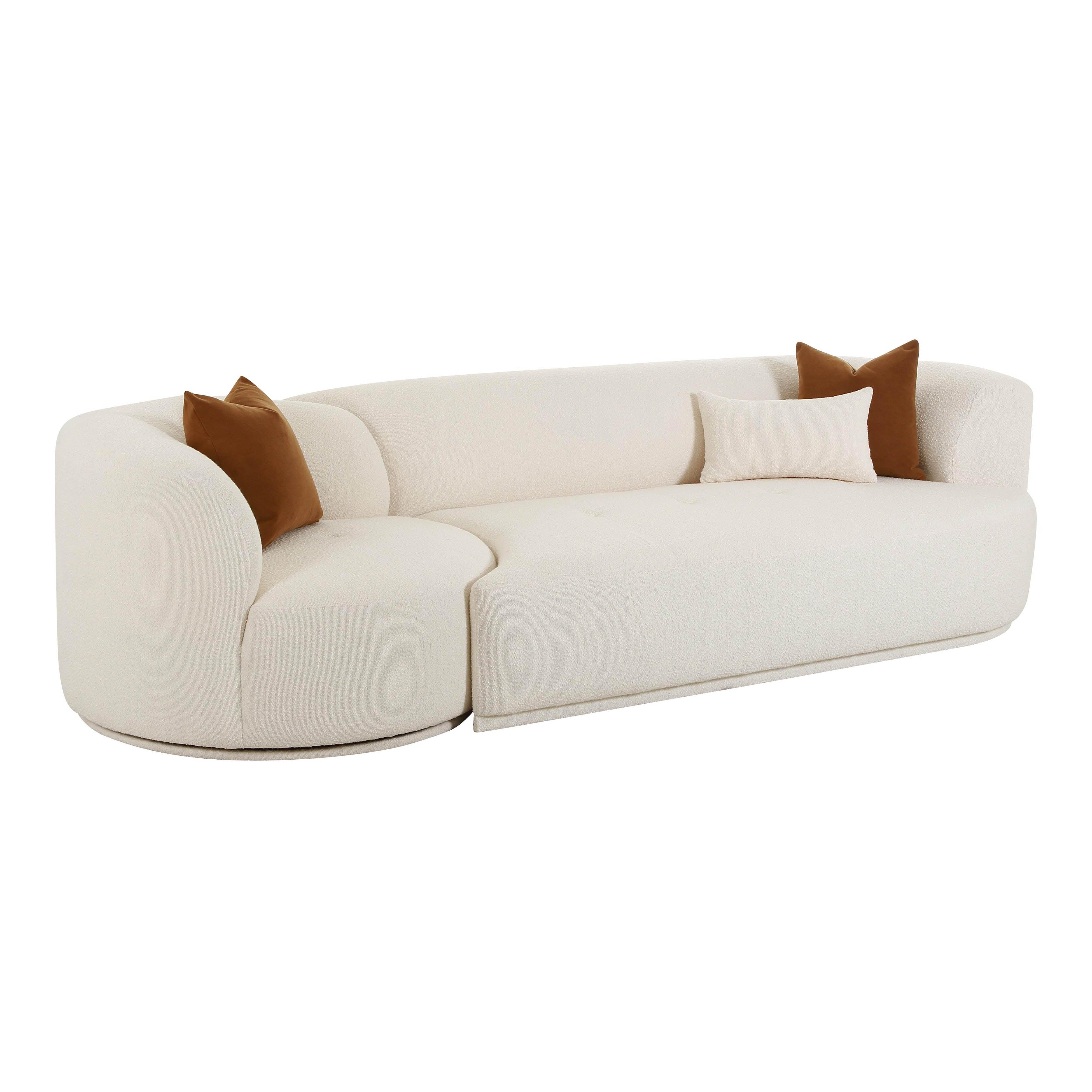 Fickle Cream Boucle 2-Piece Modular RAF Sofa - Frankwebs