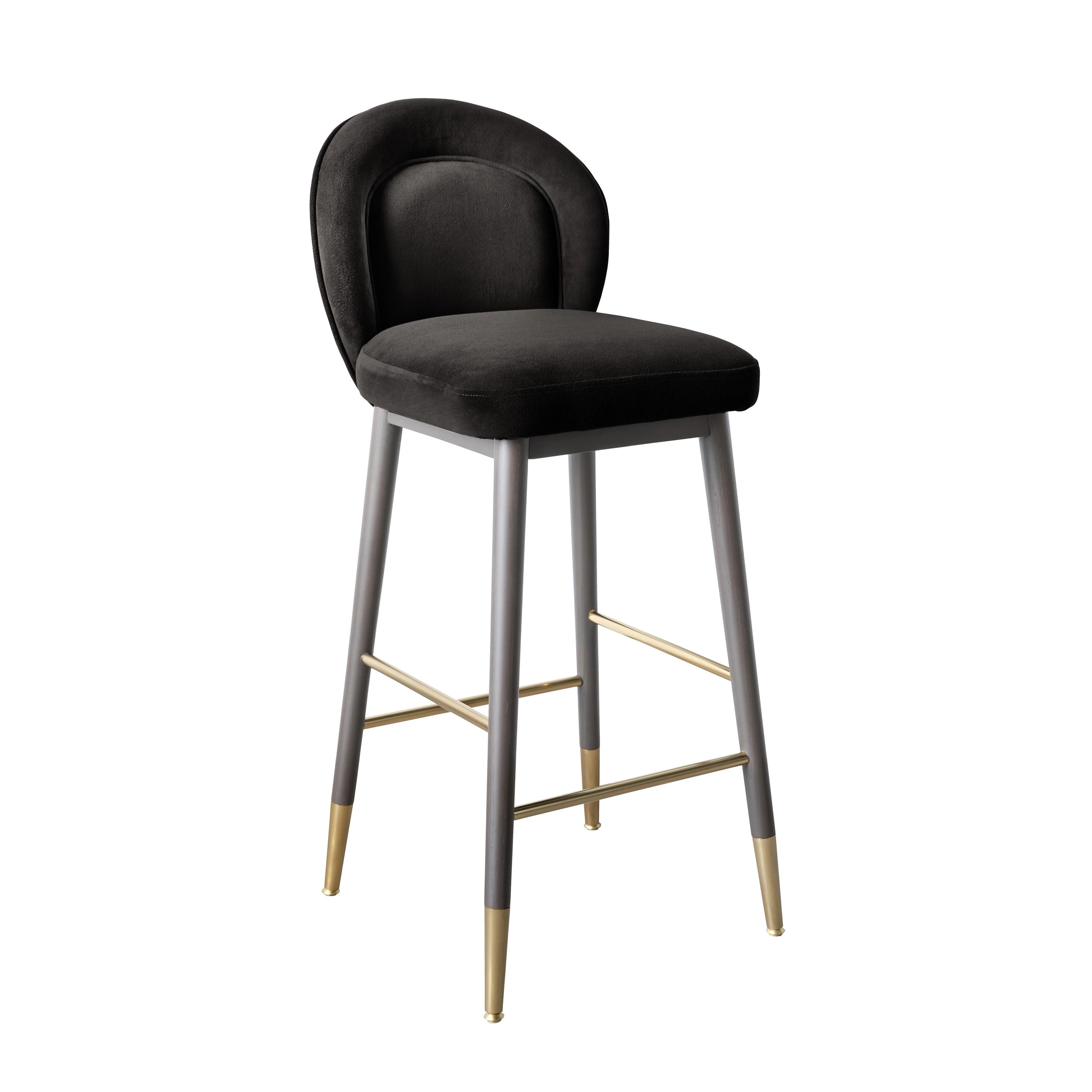 Hailey Charcoal Grey Velvet Barstool - Frankwebs