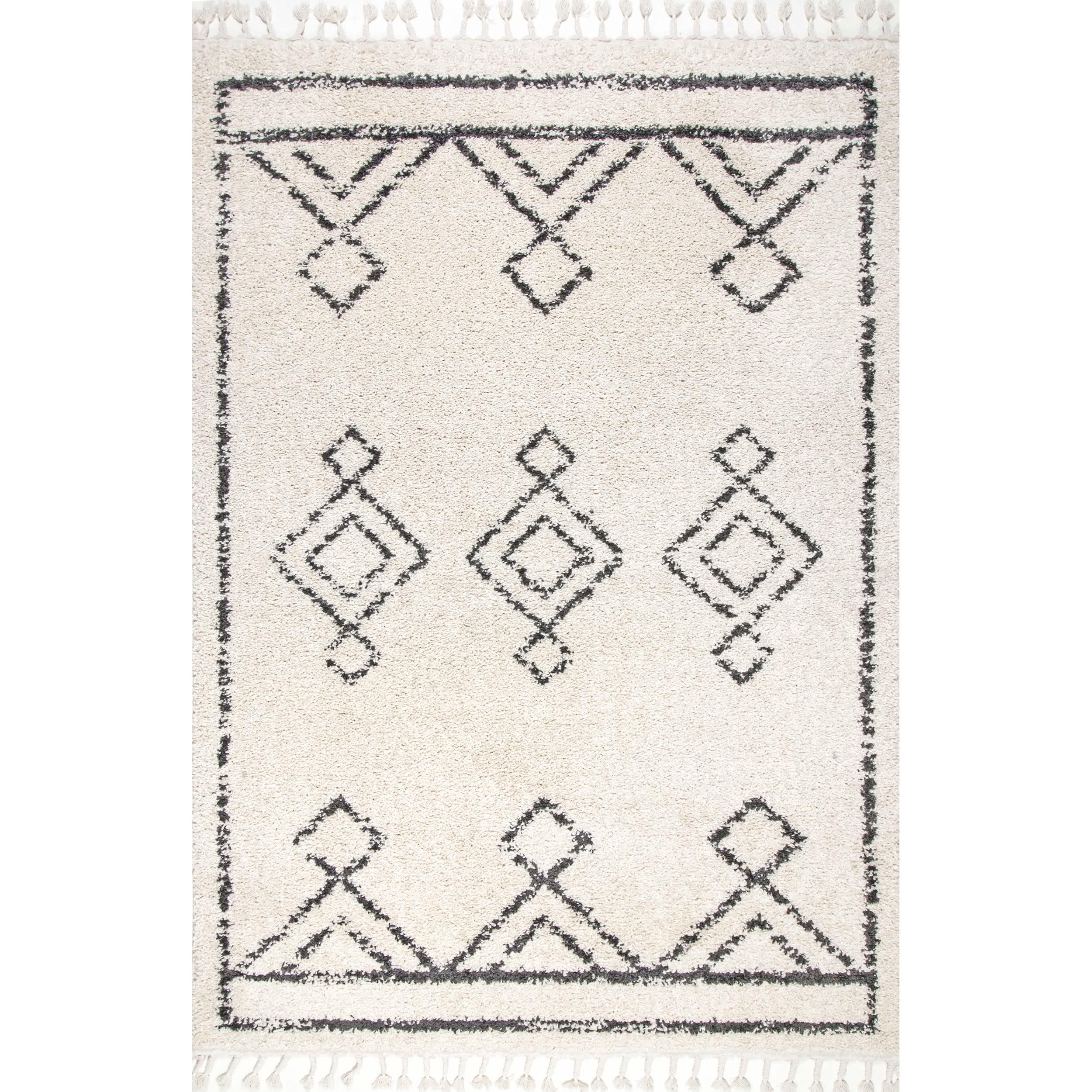 Mackie Moroccan Diamond Tassel Area Rug - Frankwebs