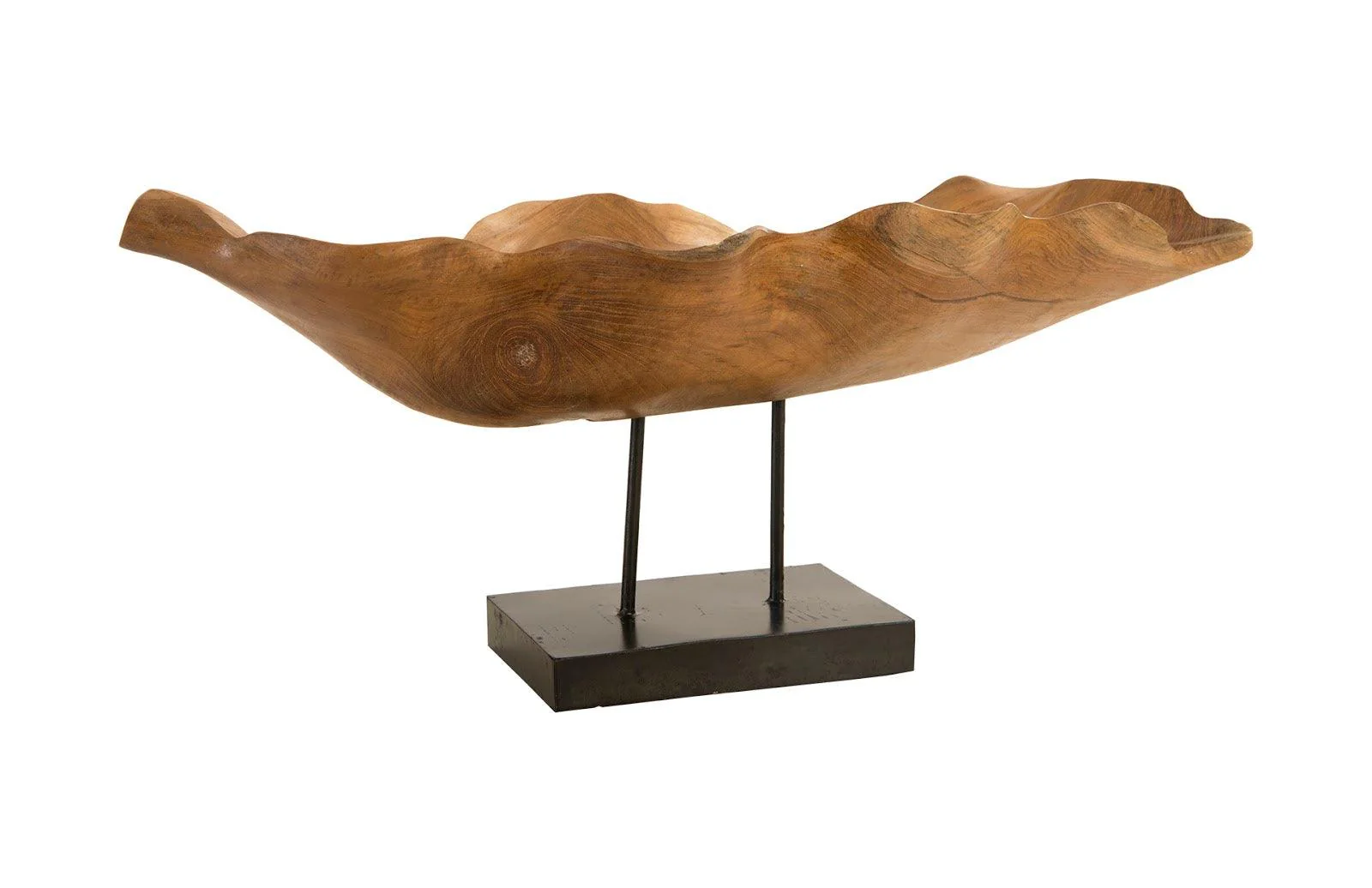 Carved Leaf Sculpture on Stand, Mahogany - Frankwebs