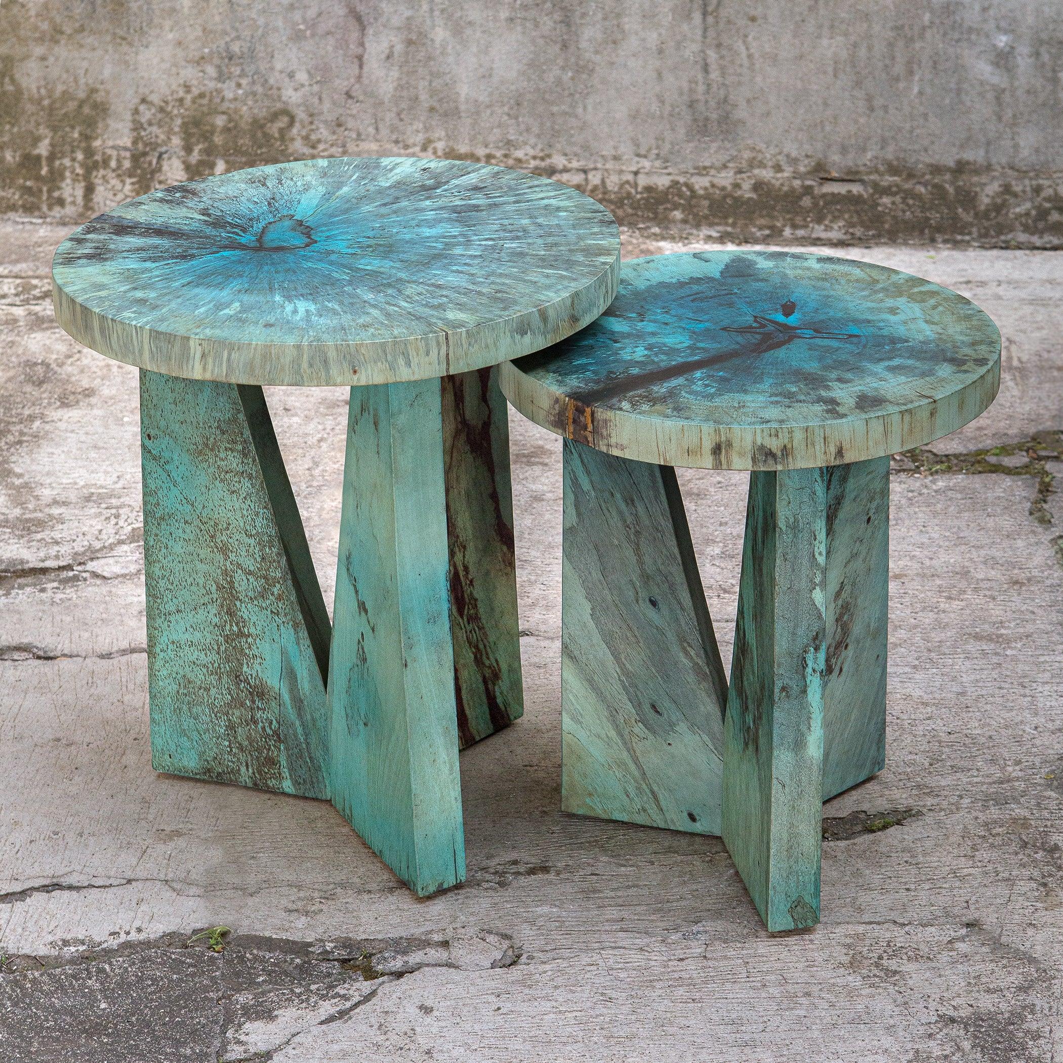 Nadette Blue Nesting Tables, S/2 - Frankwebs