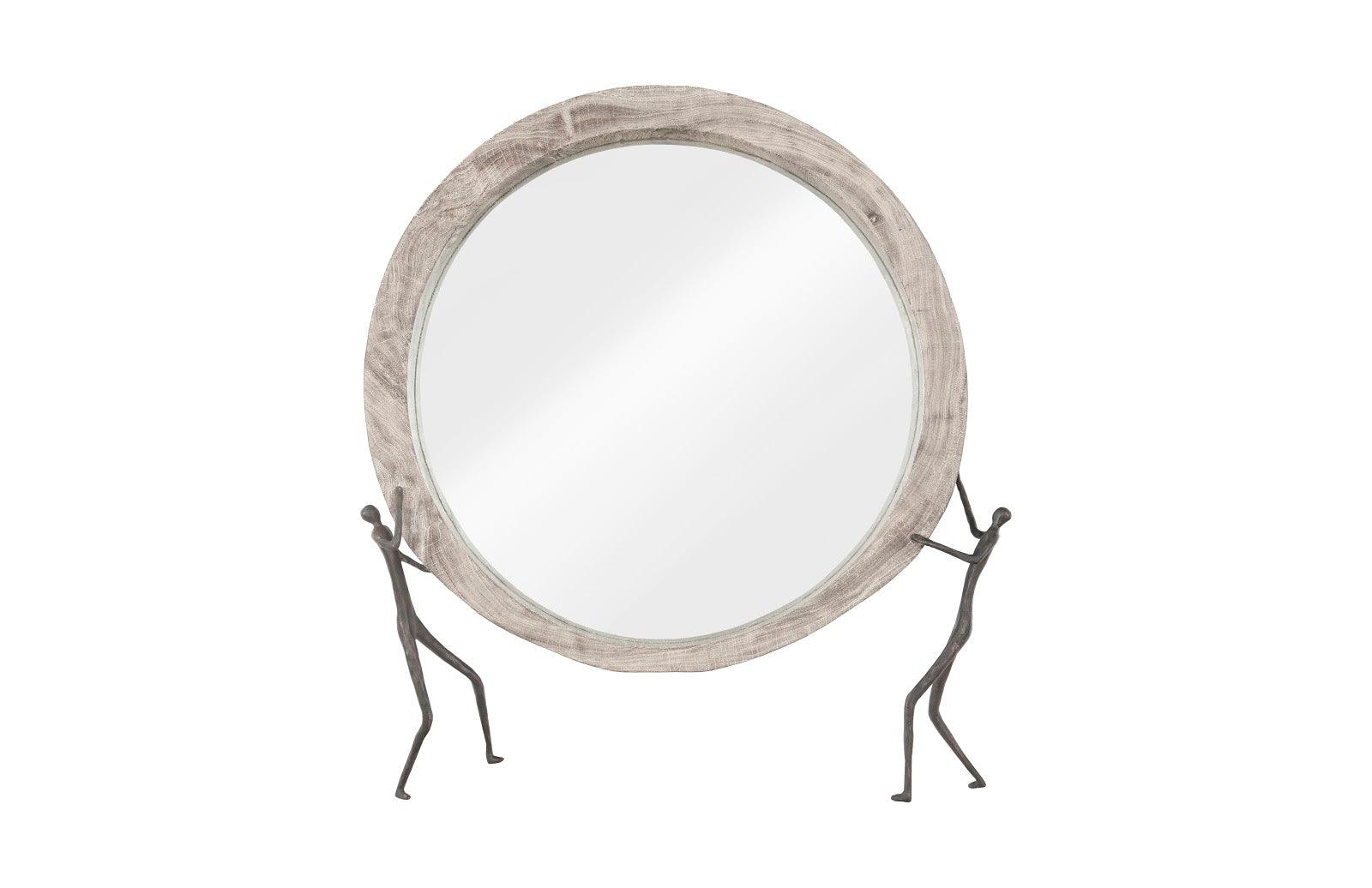 Atlas Mirror, Chamcha Wood, Gray Stone Finish, Metal - Frankwebs