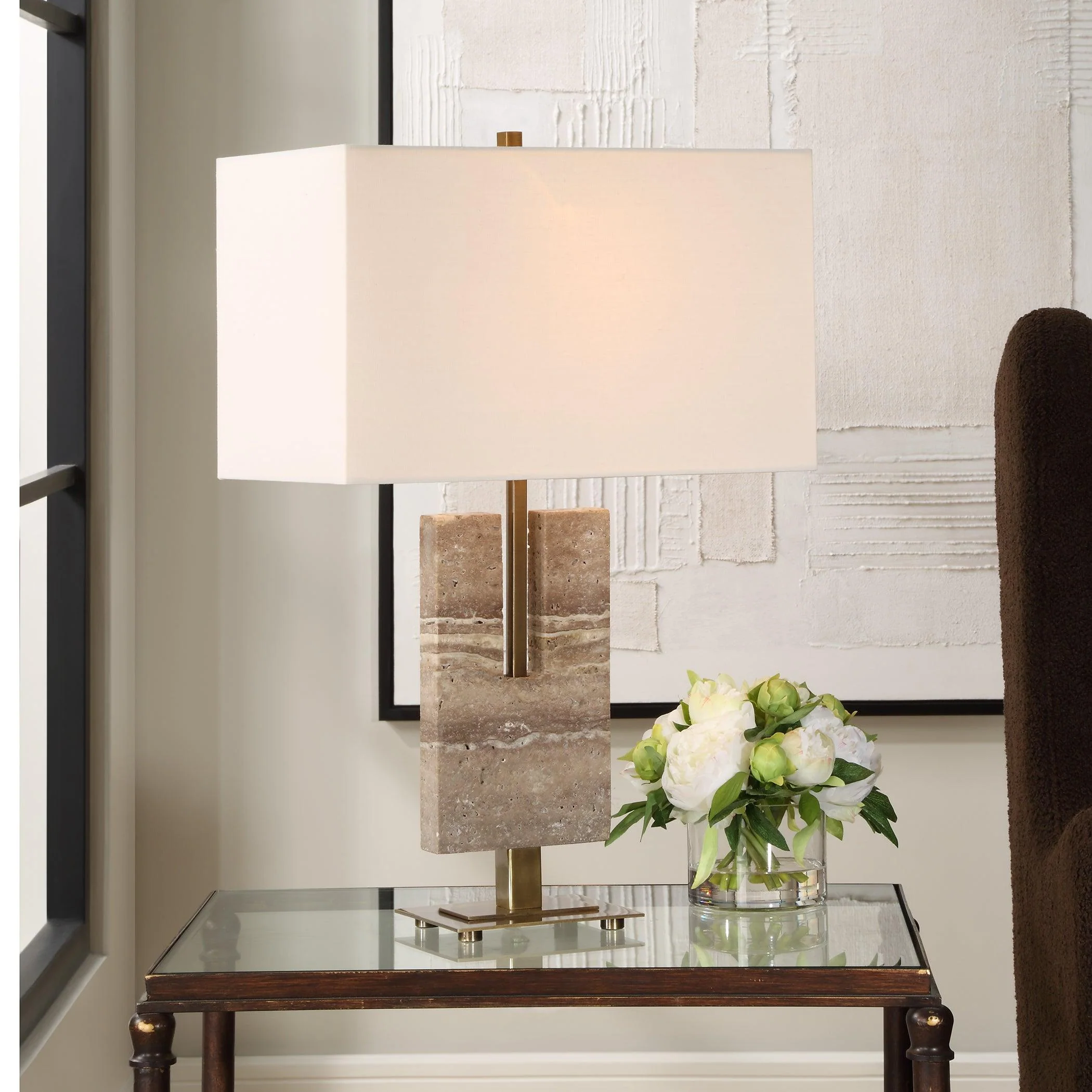 Turning Point Travertine Table Lamp - Frankwebs