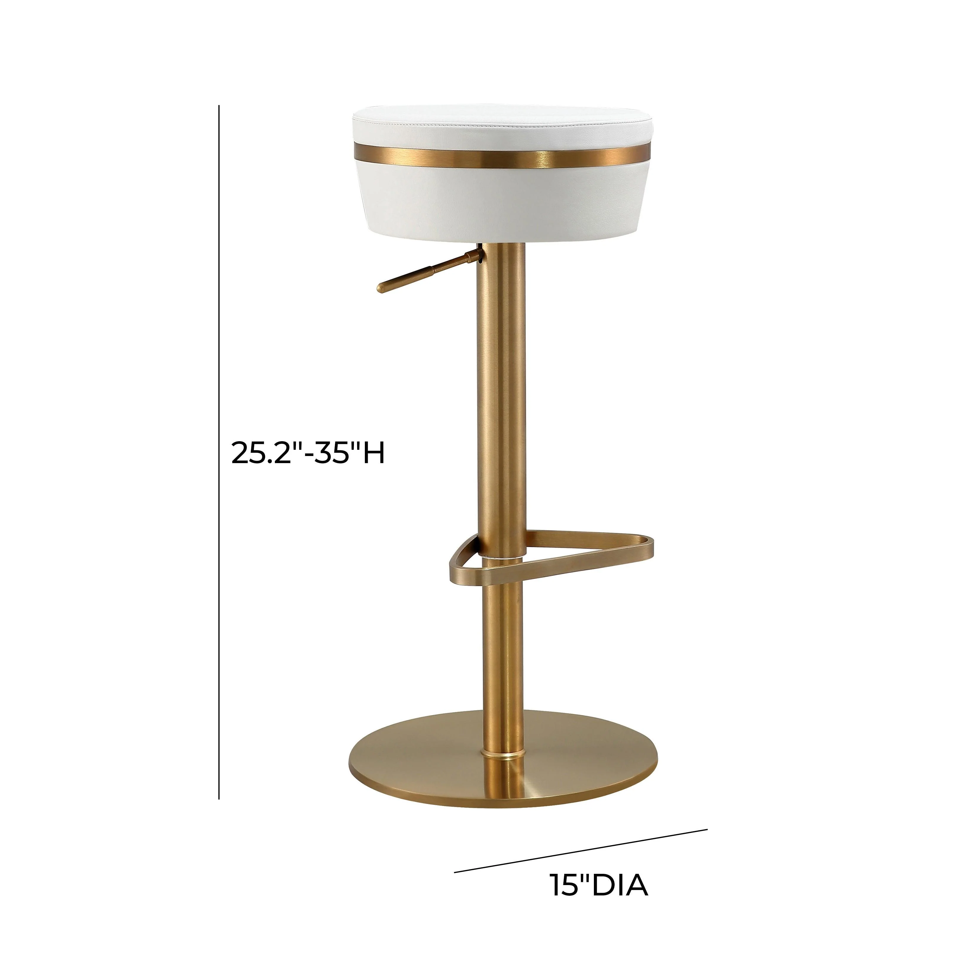 Astro White and Gold Adjustable Stool - Frankwebs