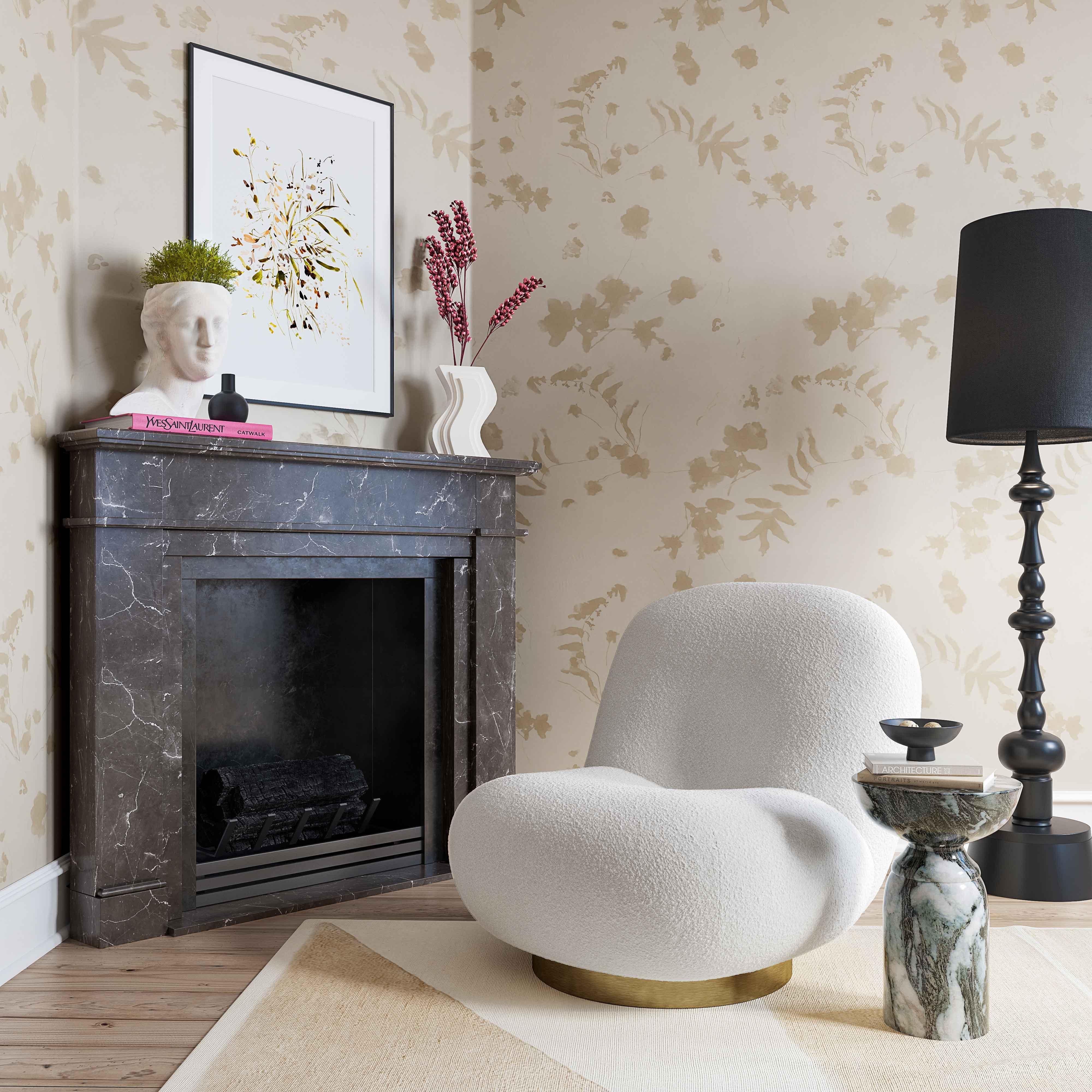 Emily White Boucle Swivel Chair - Frankwebs