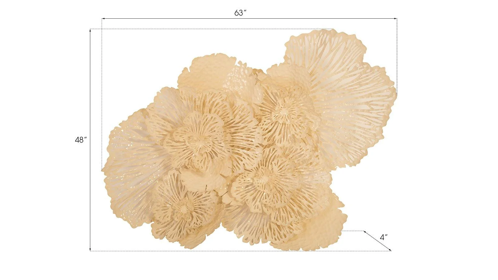 Flower Wall Art, Large, Ivory, Metal - Frankwebs
