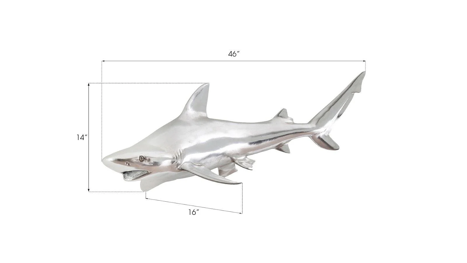 Black Tip Reef Shark Wall Sculpture, Resin, Silver Leaf - Frankwebs