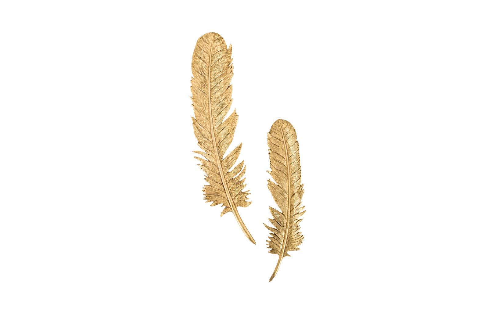 Feathers Wall Art, Small, Gold Leaf, Set of 2 - Frankwebs