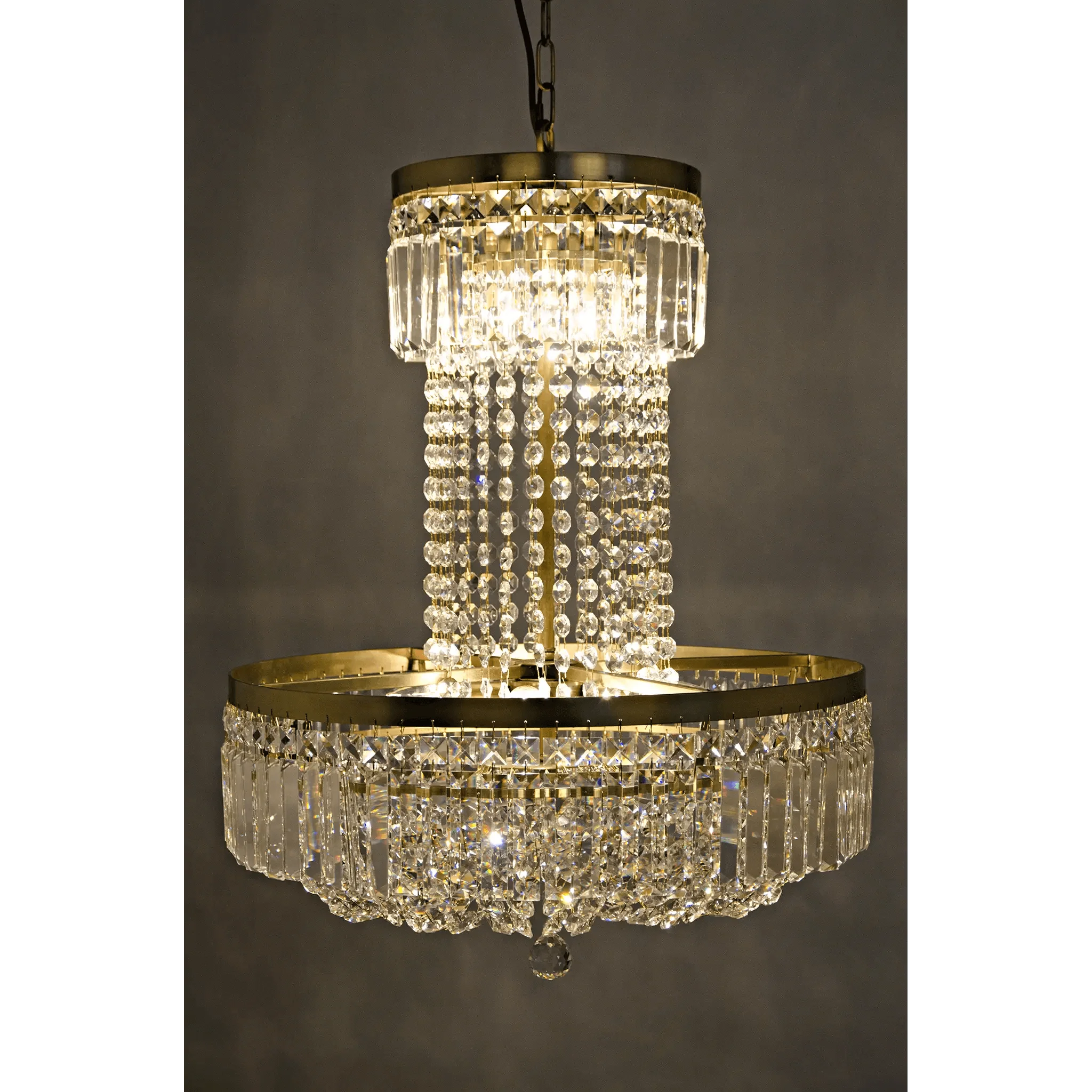St. Petersburg Chandelier, Antique Brass and Glass - Frankwebs