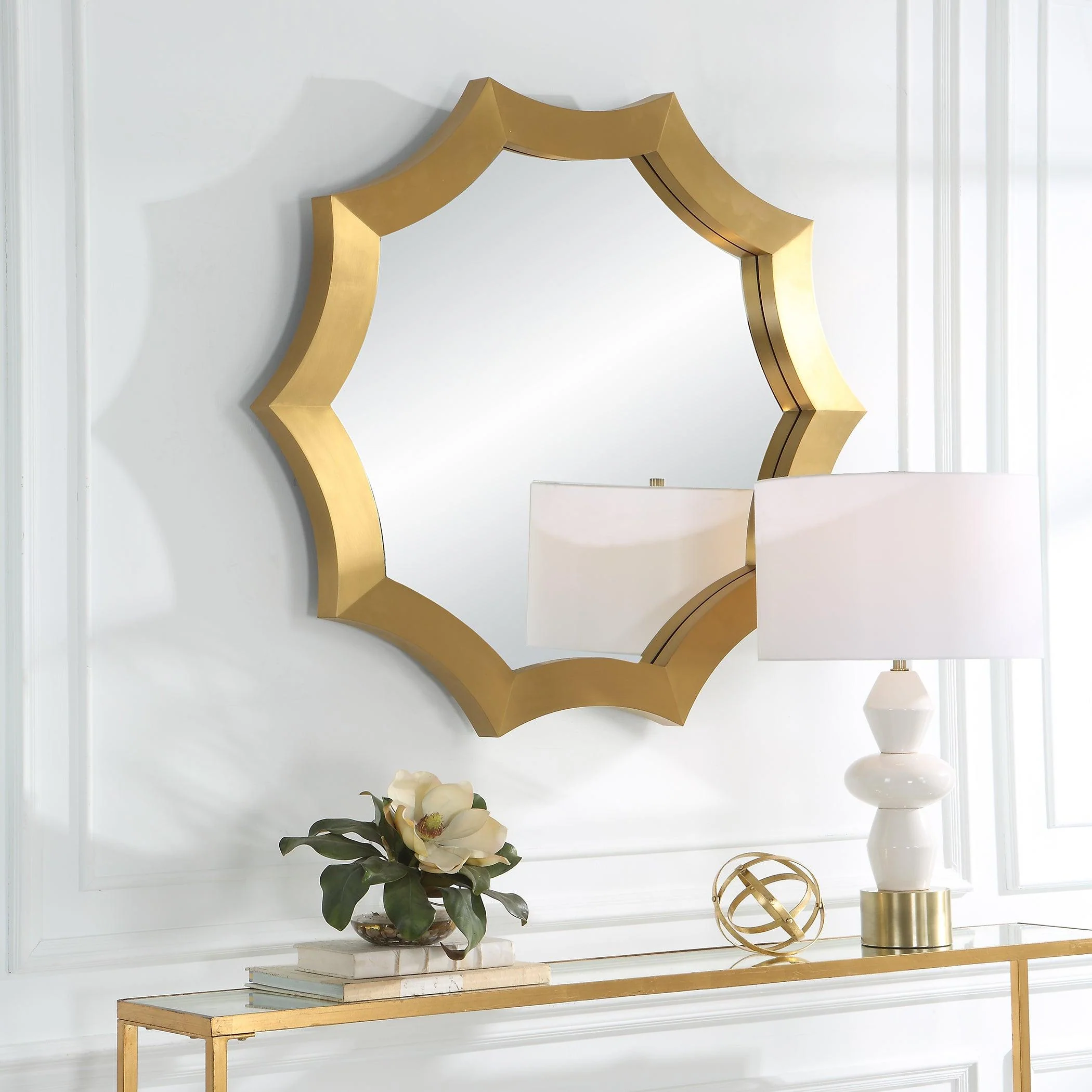 Flare Brushed Brass Round Mirror - Frankwebs