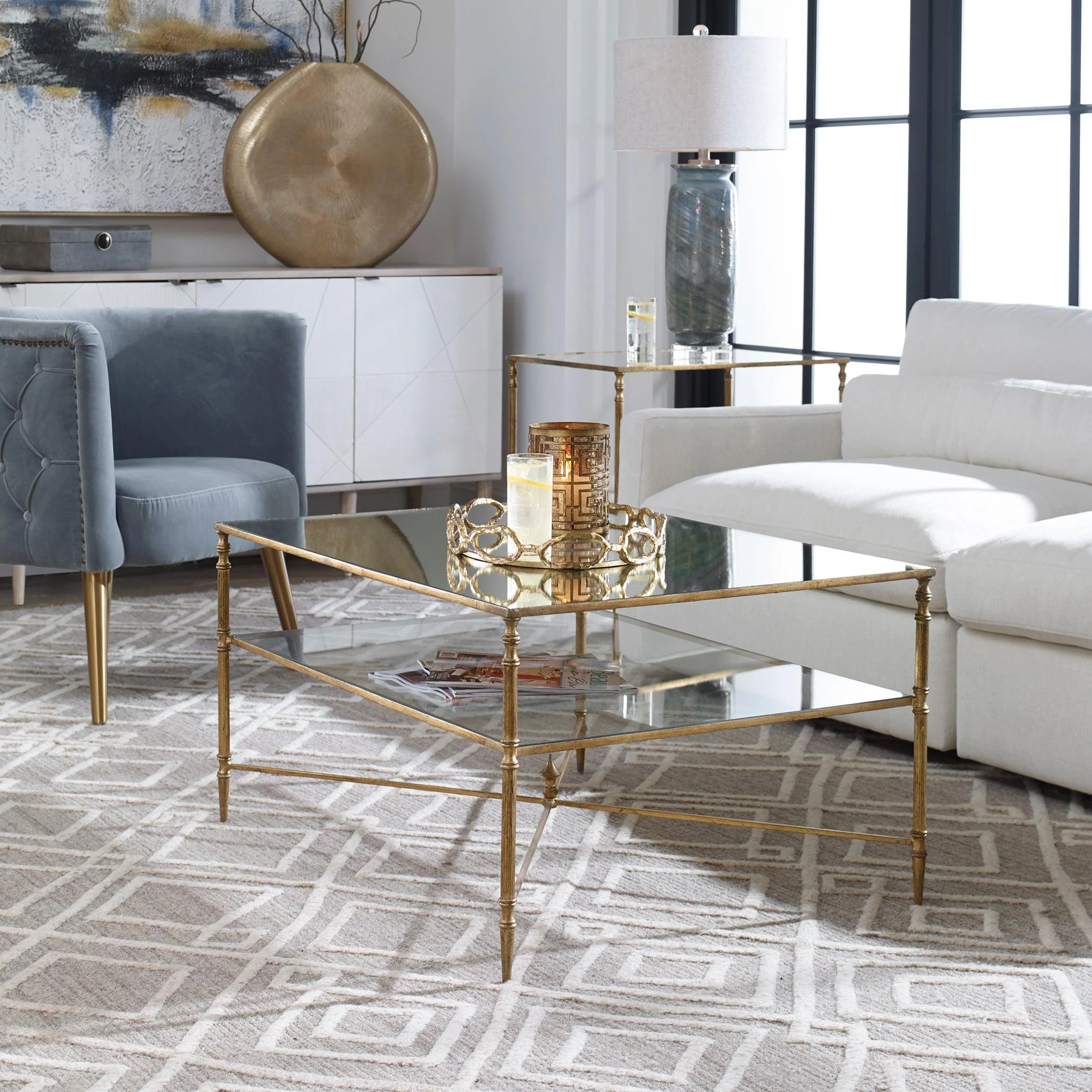 HENZLER MIRRORED GLASS COFFEE TABLE - Frankwebs