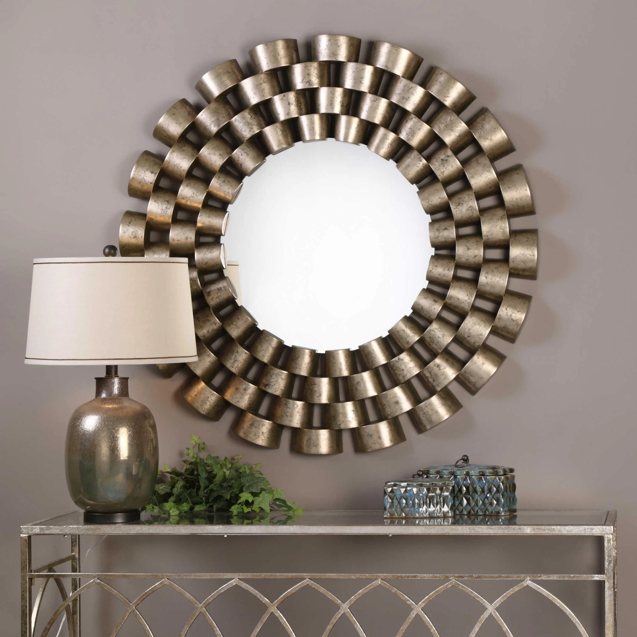 TAURION SILVER LEAF ROUND MIRROR - Frankwebs