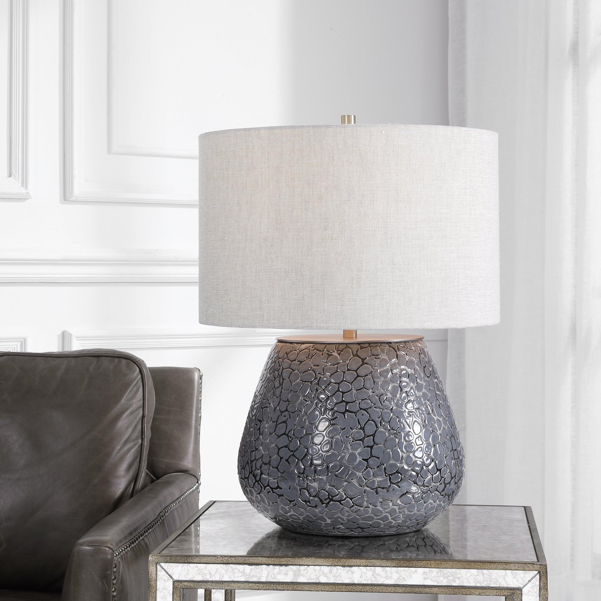 PEBBLES METALLIC GRAY TABLE LAMP - Frankwebs