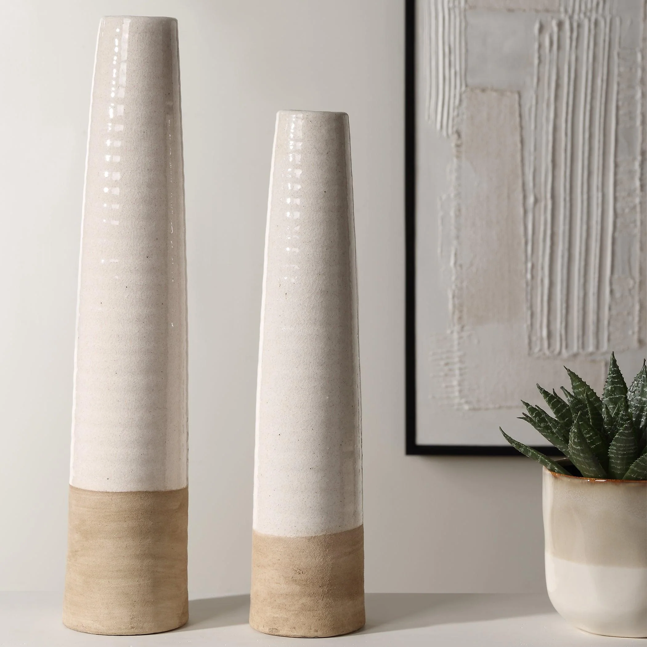 Ivory Sands Ceramic Vases, S/2 - Frankwebs